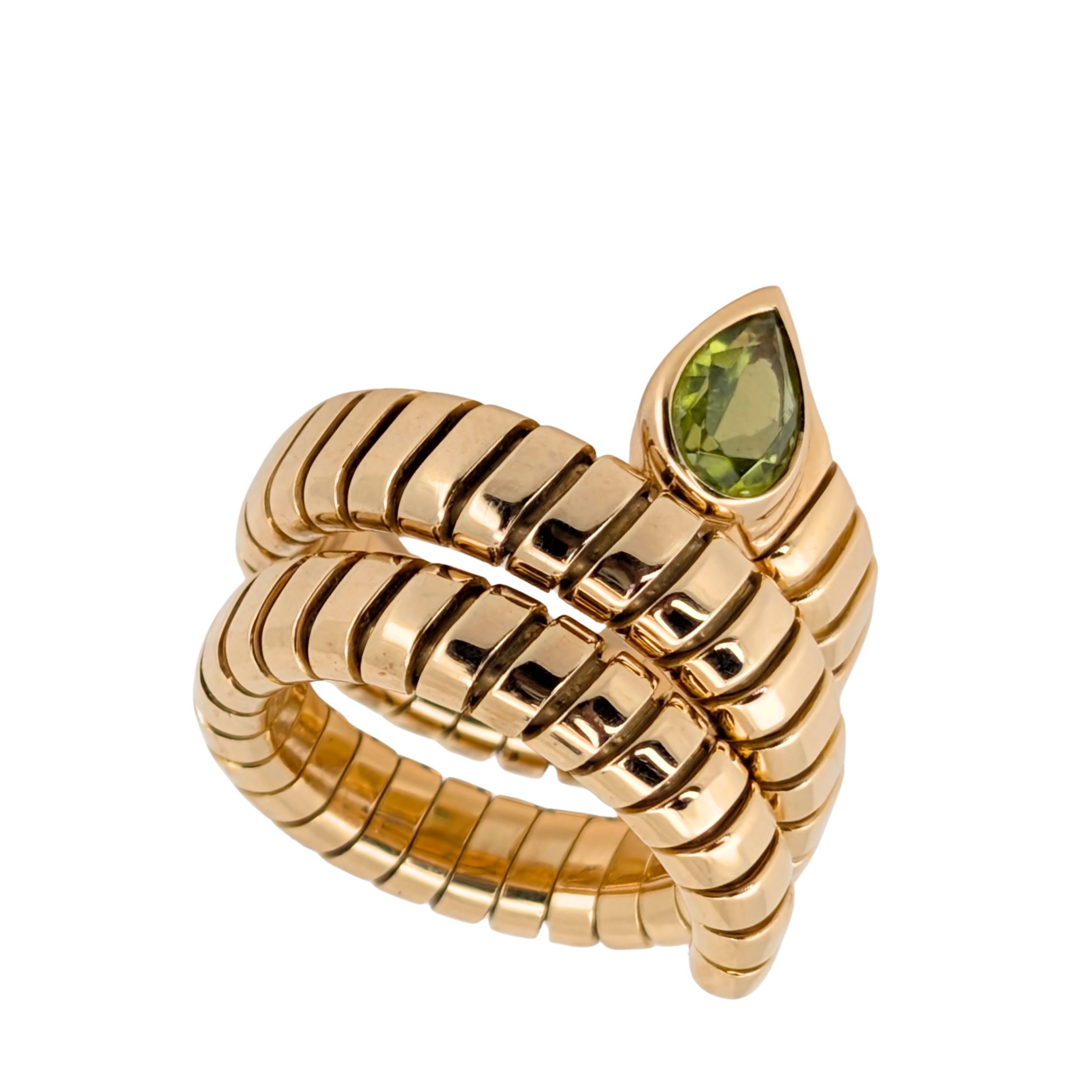 Bvlgari 18K Gold Peridot Tubogas Ring