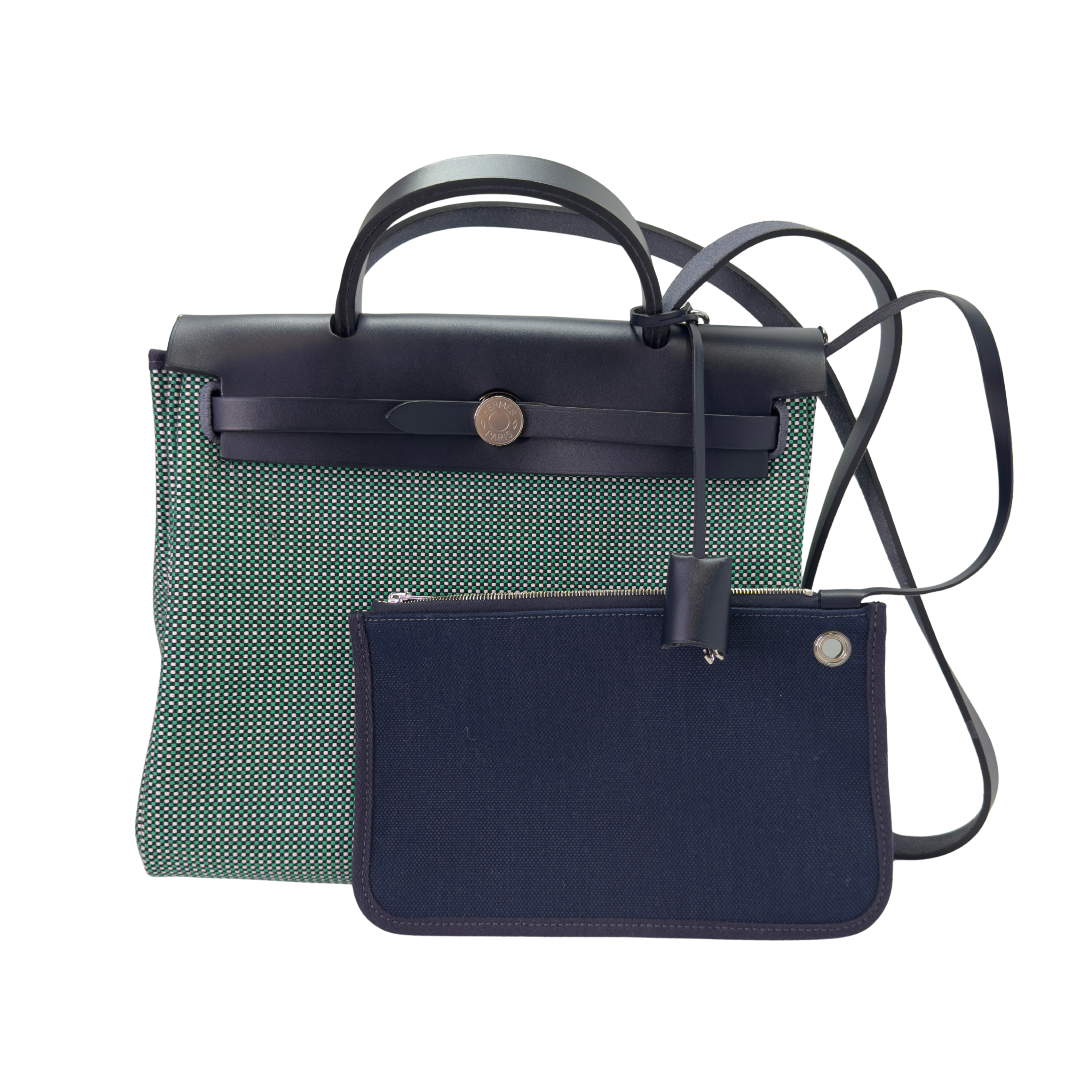 Hermés Herbag Zip 31 Criss Viking Quadrille Dark Green/Navy