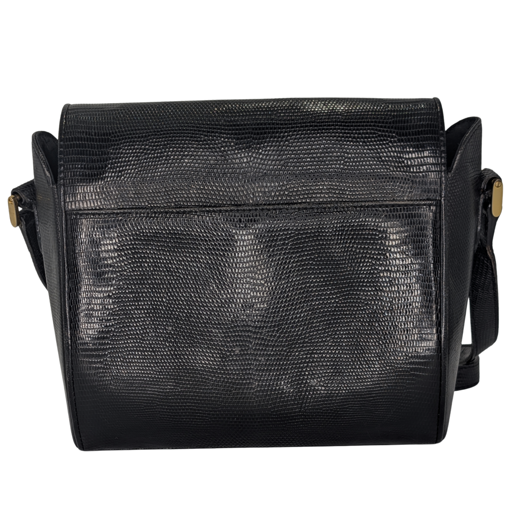 Saint Laurent Black Lizard Embossed Crossbody/Shoulder Bag