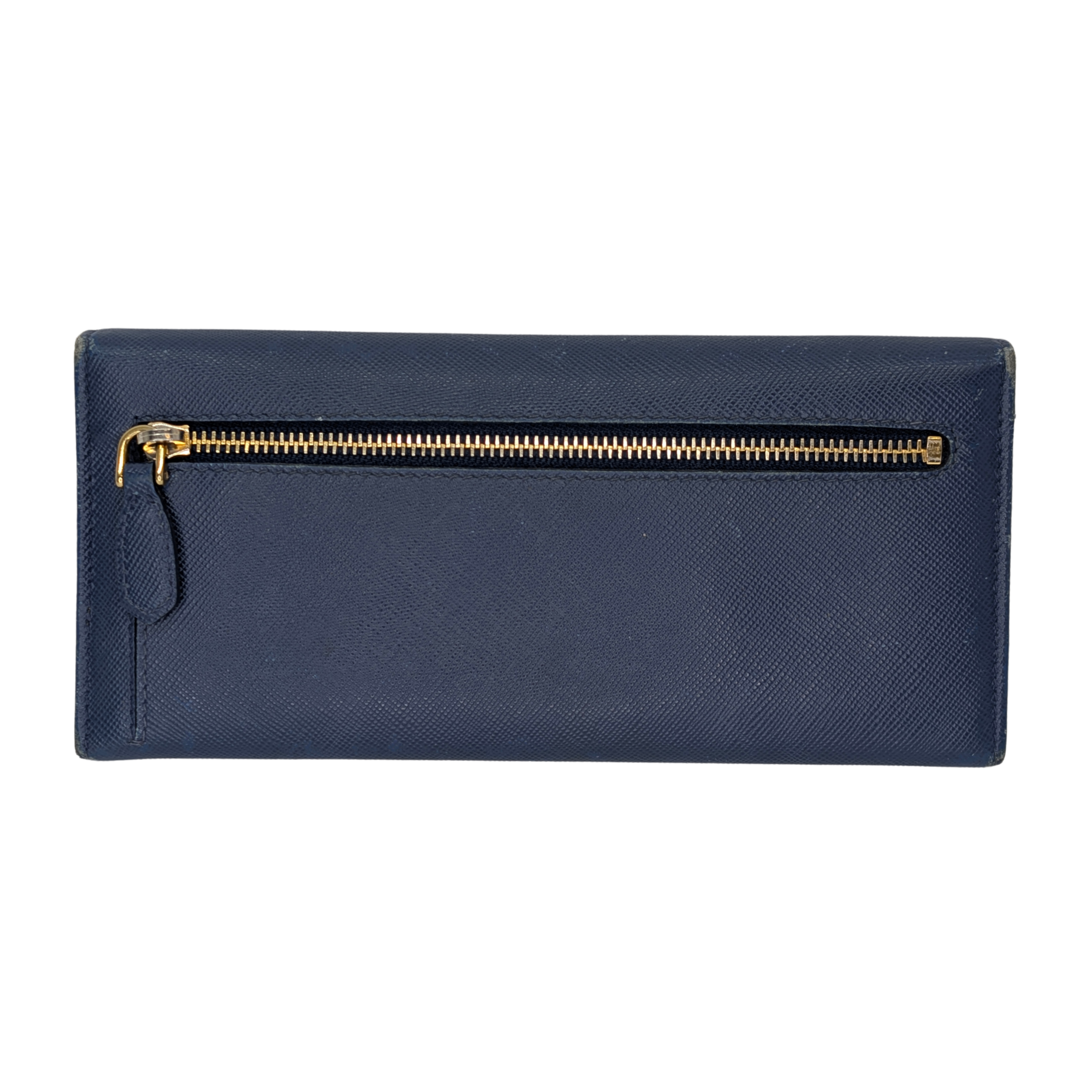 Prada Saffiano Leather Navy Blue Long Wallet