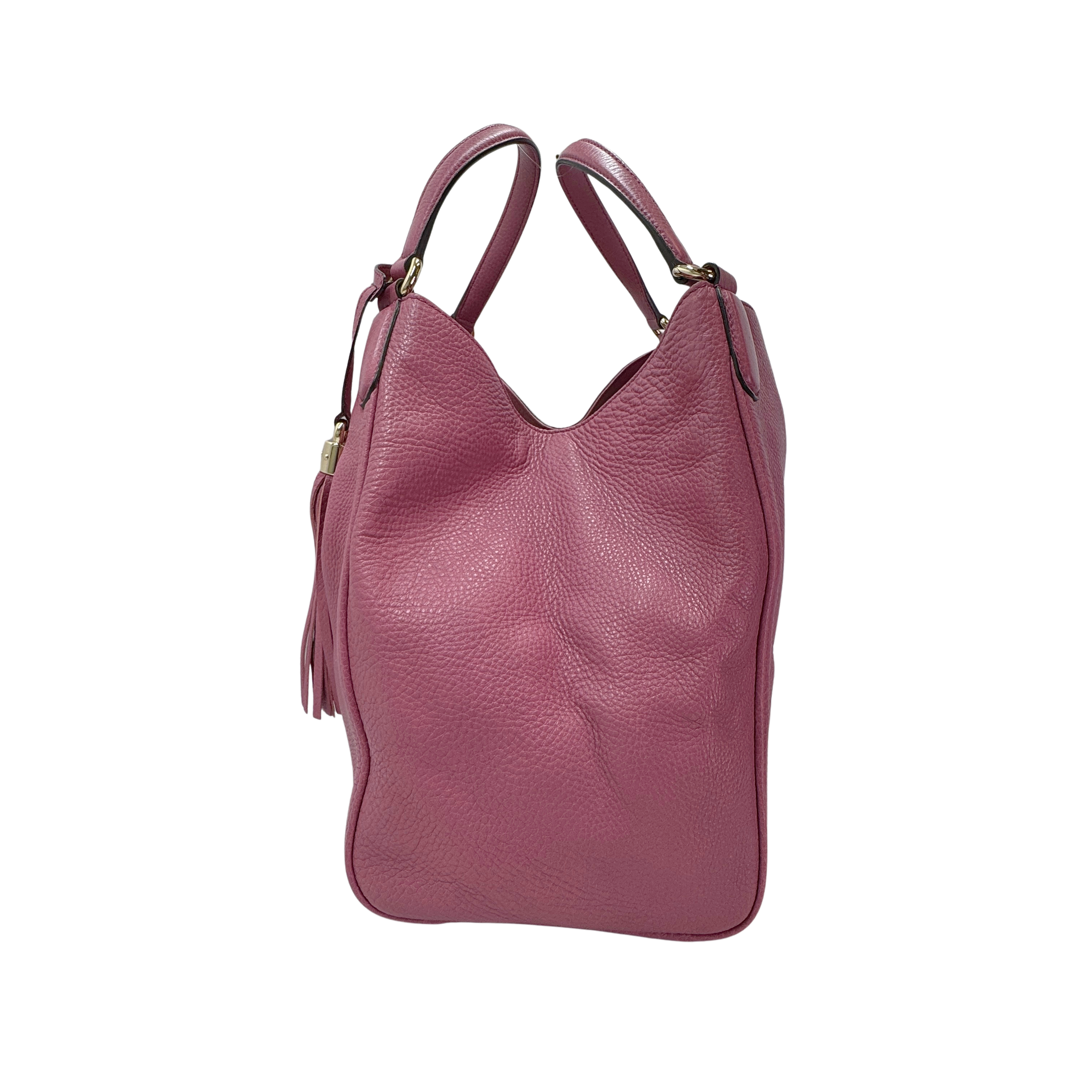 Gucci Pebbled Calfskin Medium Soho Shoulder Bag Fresia Rose