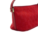 Gucci Cherry Red GG Monogram Boat Pochette Bag