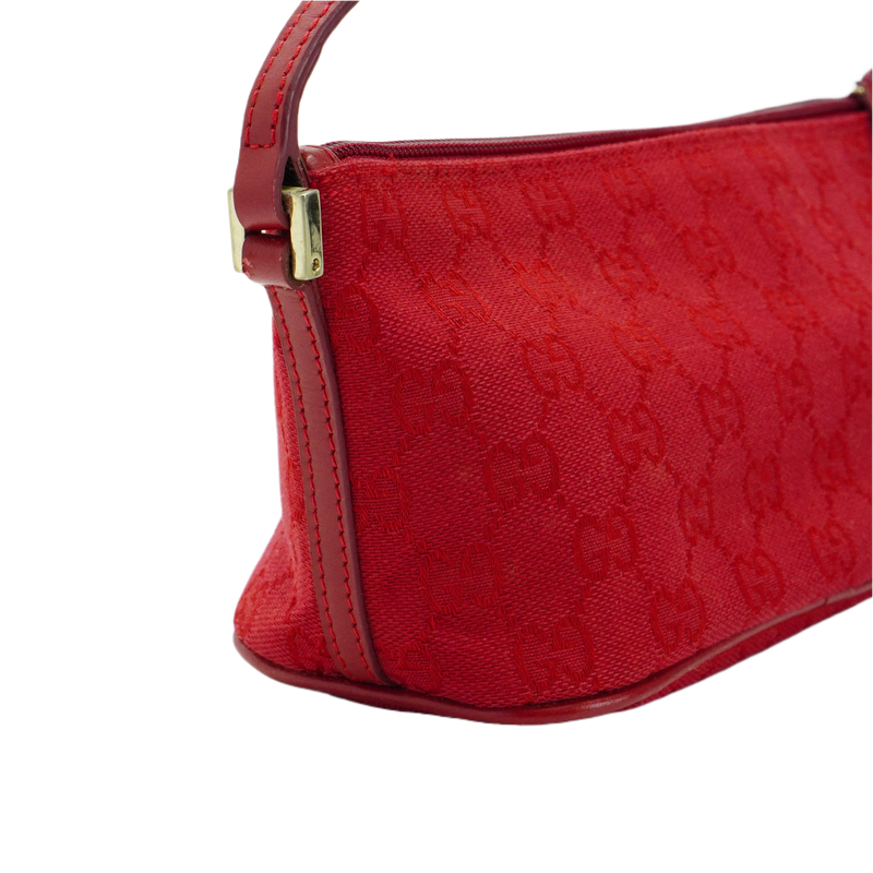 Gucci Cherry Red GG Monogram Boat Pochette Bag