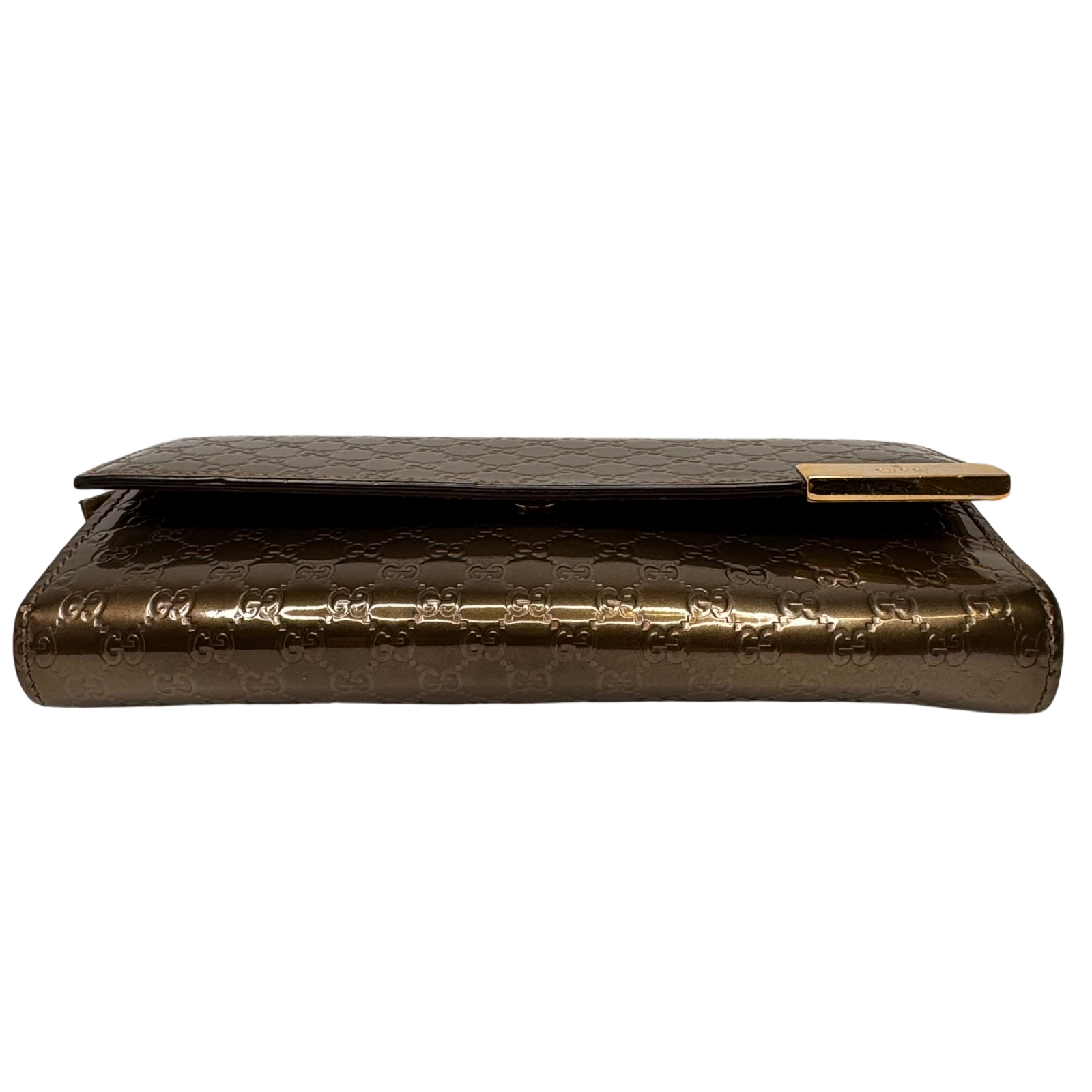 Gucci Leather Wallet on Chain Metallic Silver-Bronze
