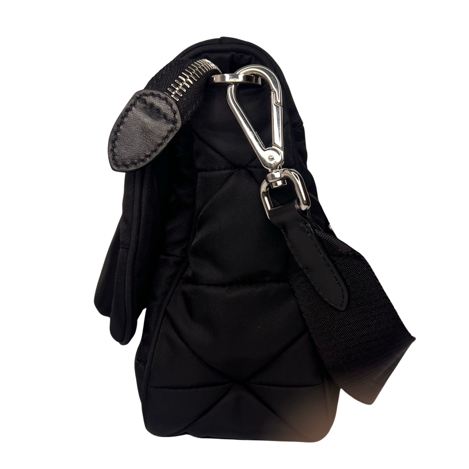 Prada Quilted Re-Nylon Crossbody Bag with Detachable Pouch – Black