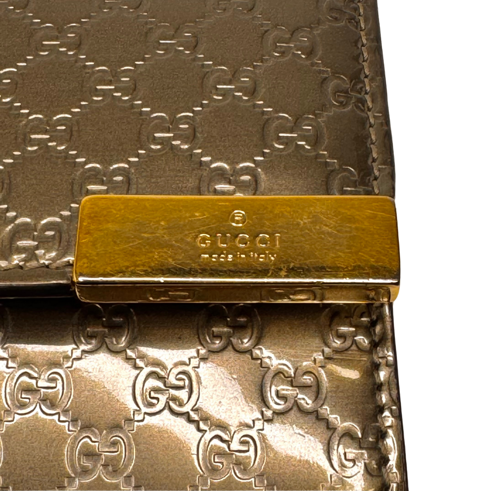 Gucci Leather Wallet on Chain Metallic Silver-Bronze