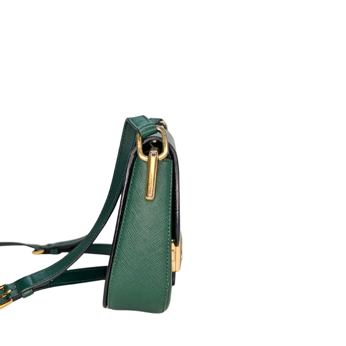 Prada Saffiano Lux Emblem Flap Shoulder Bag Green