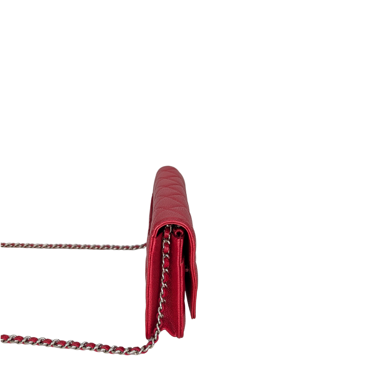 Chanel Caviar Wallet On Chain Red
