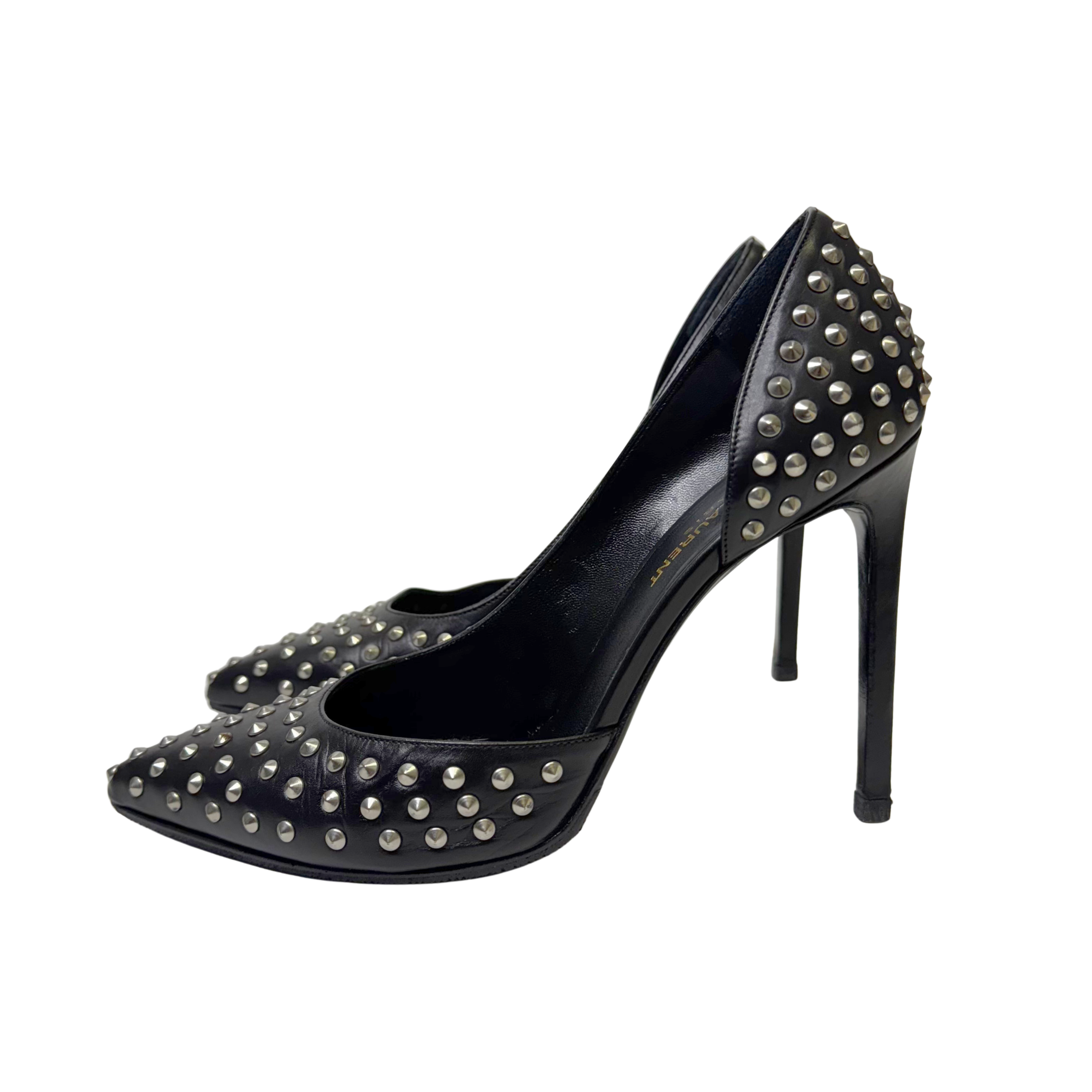 Yves Saint Laurent Leather Printed Rock stud D'Orsay Pumps