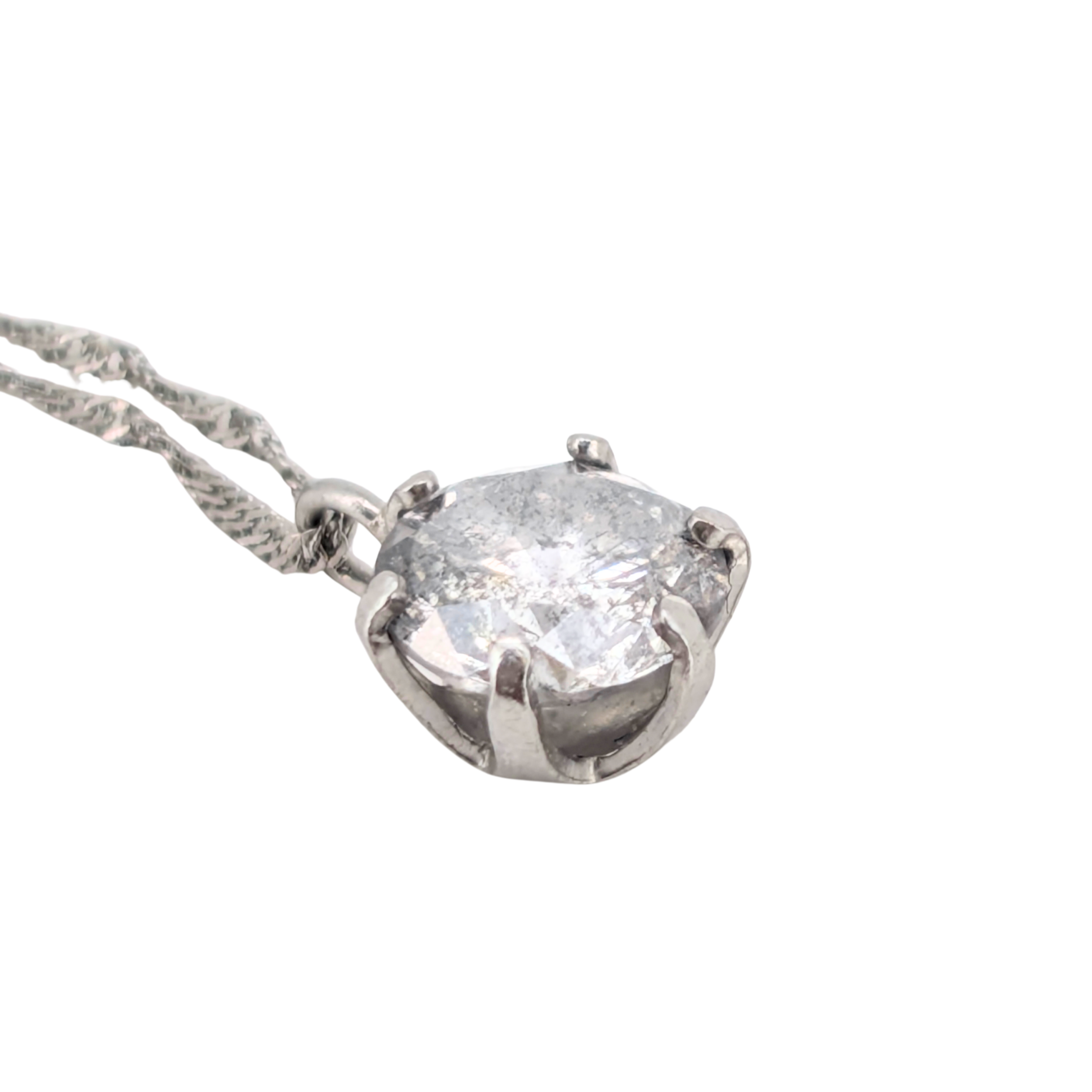 0.75Ct Salt & Pepper Diamond Solitaire Pendant On Chain In Platinum