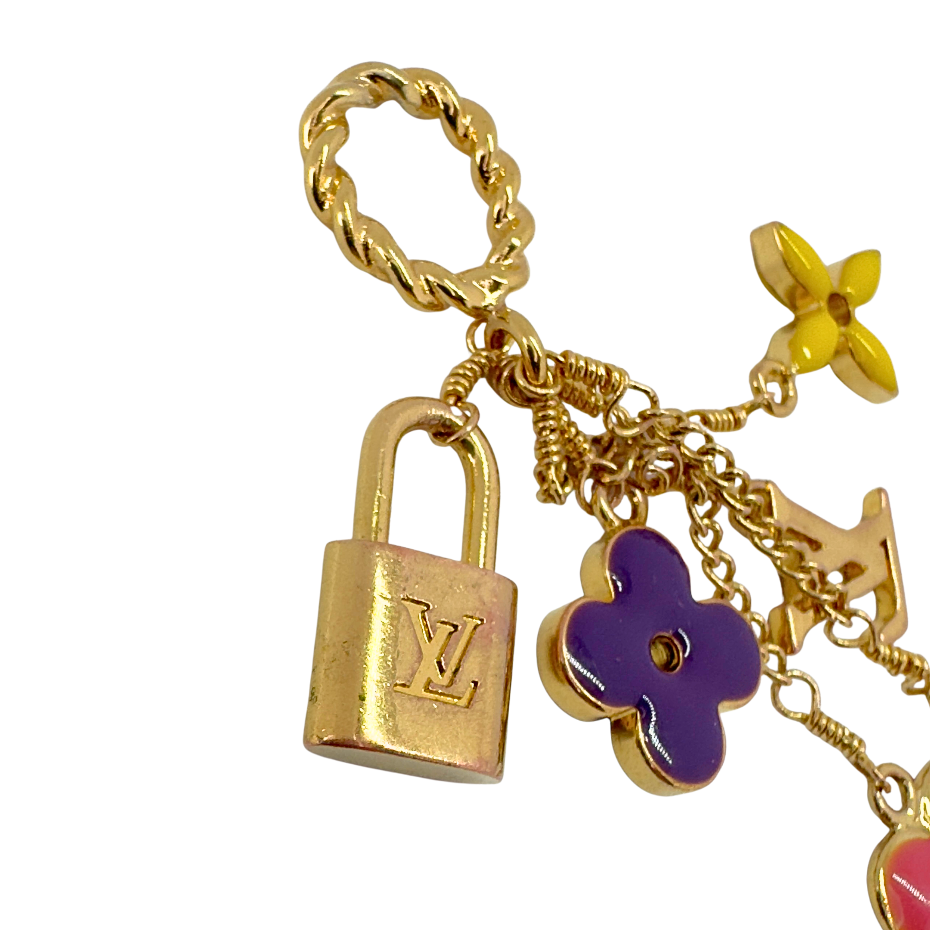 Louis Vuitton Flower, Heart & Lock Bag Charm