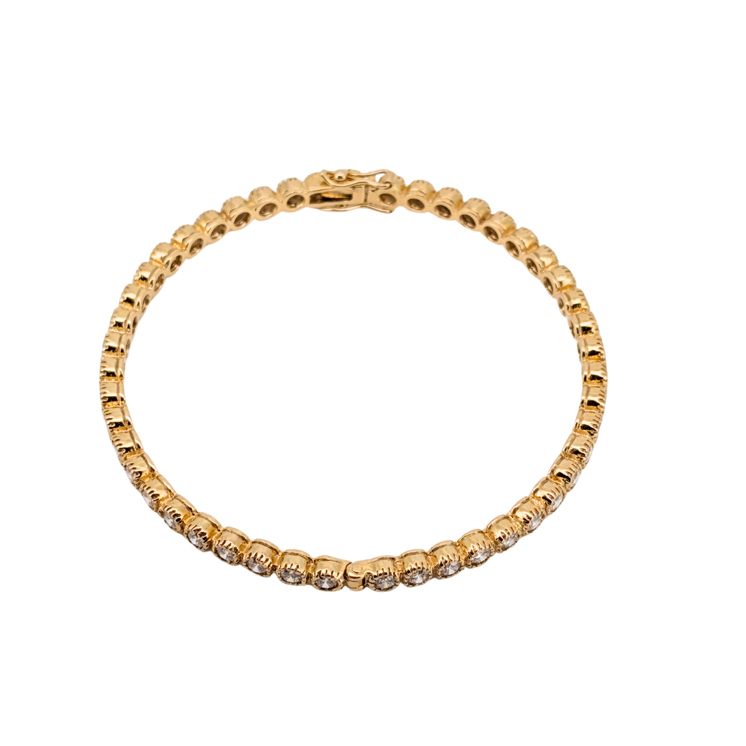 3.00Ct Natural Diamond Full Eternity Bangle In 18K Yellow Gold