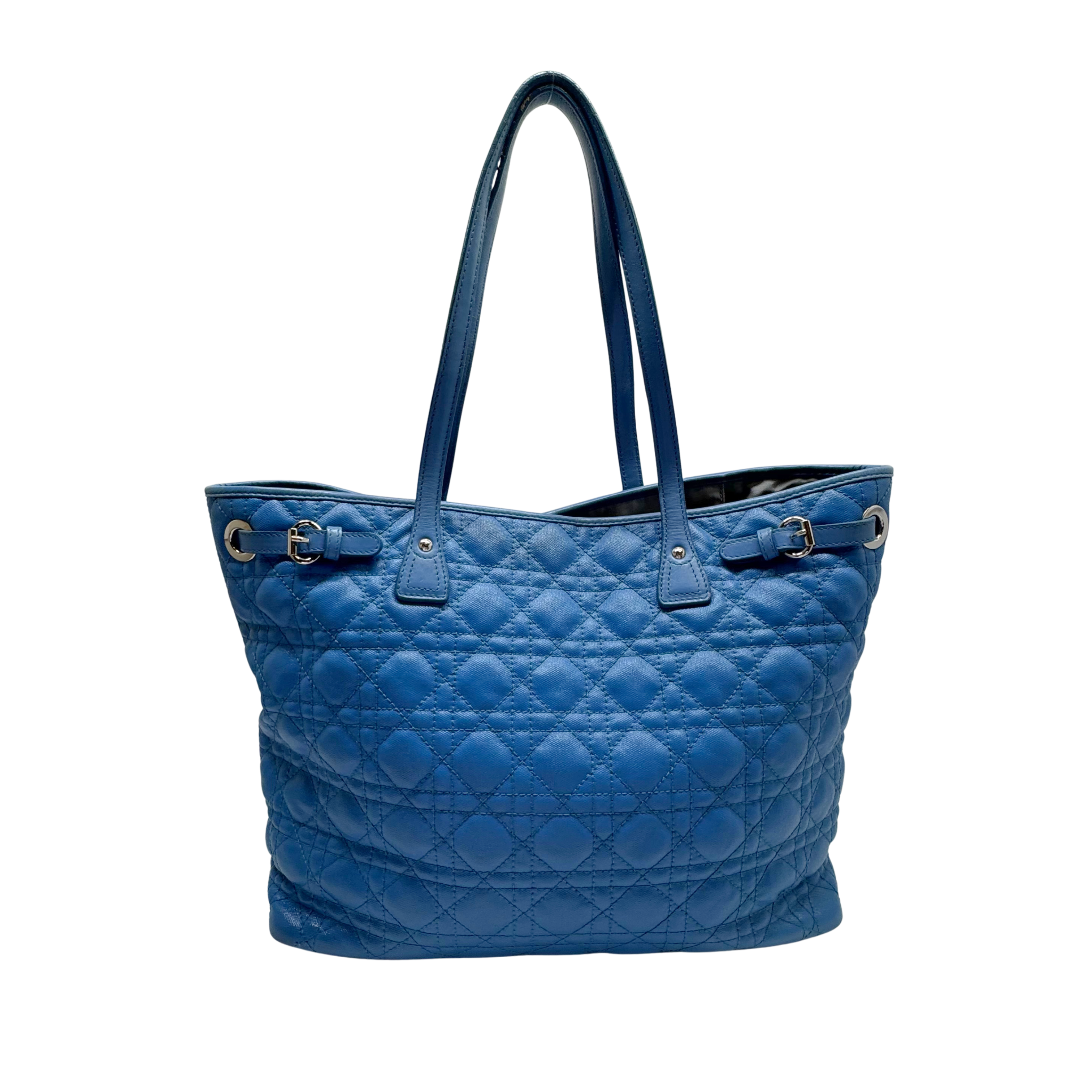 Dior Cannage Medium Panarea Tote Canvas Cobalt Blue