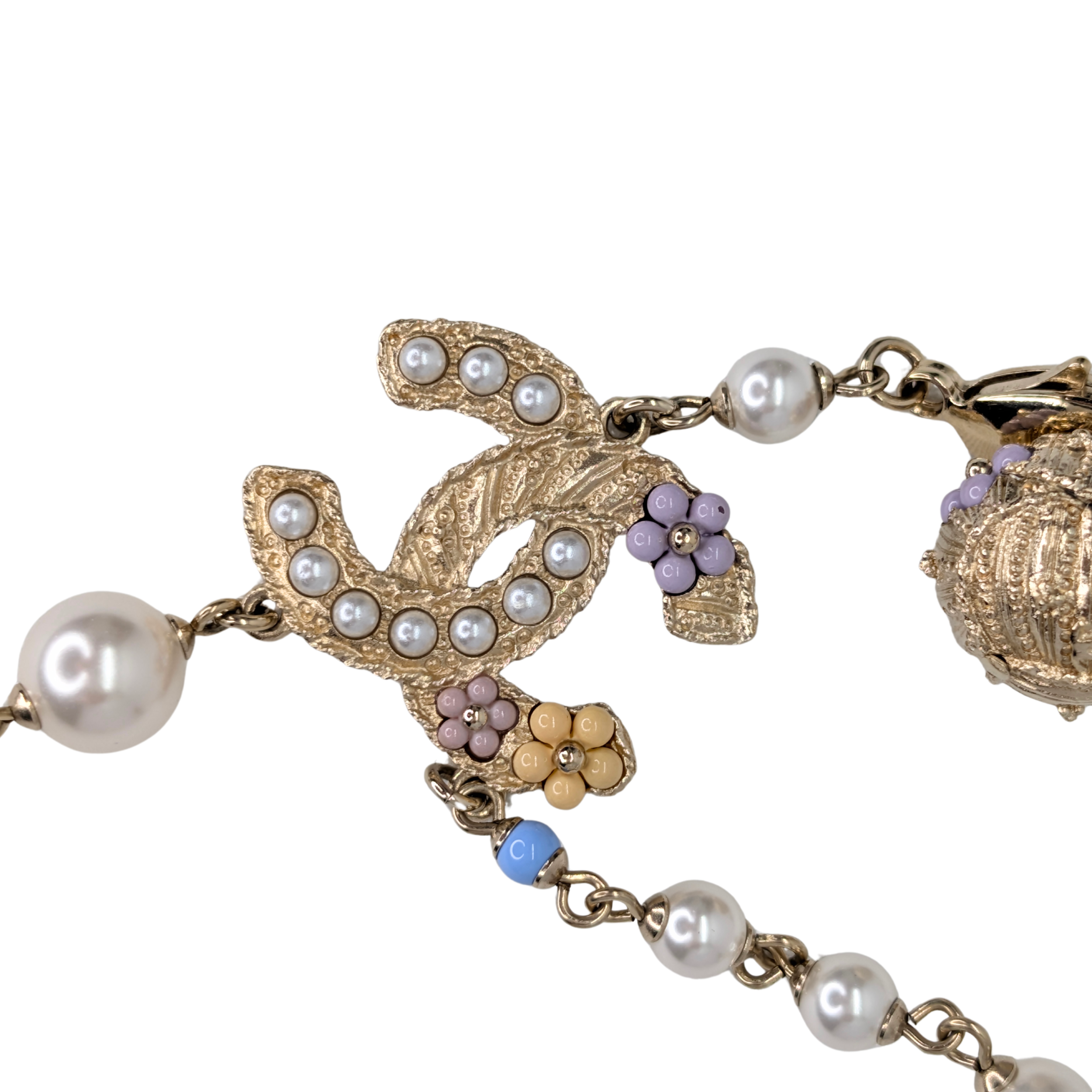 Chanel CC Charm Pearl & Multicolour Bead Sautoir Necklace