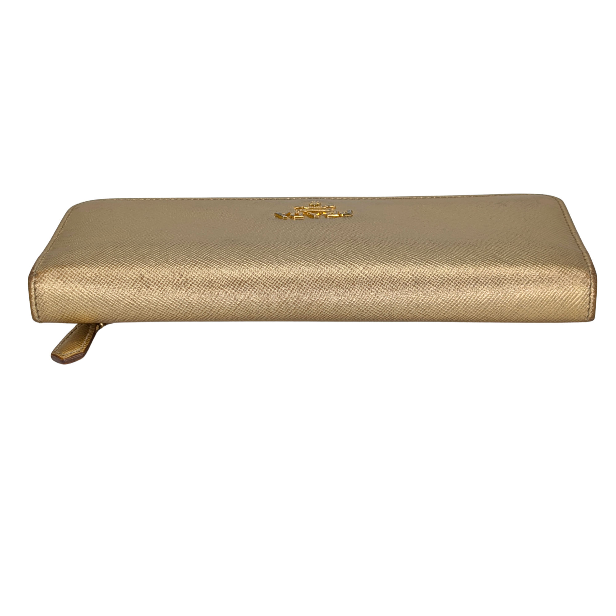 Prada Saffiano Metal Continental Wallet Gold