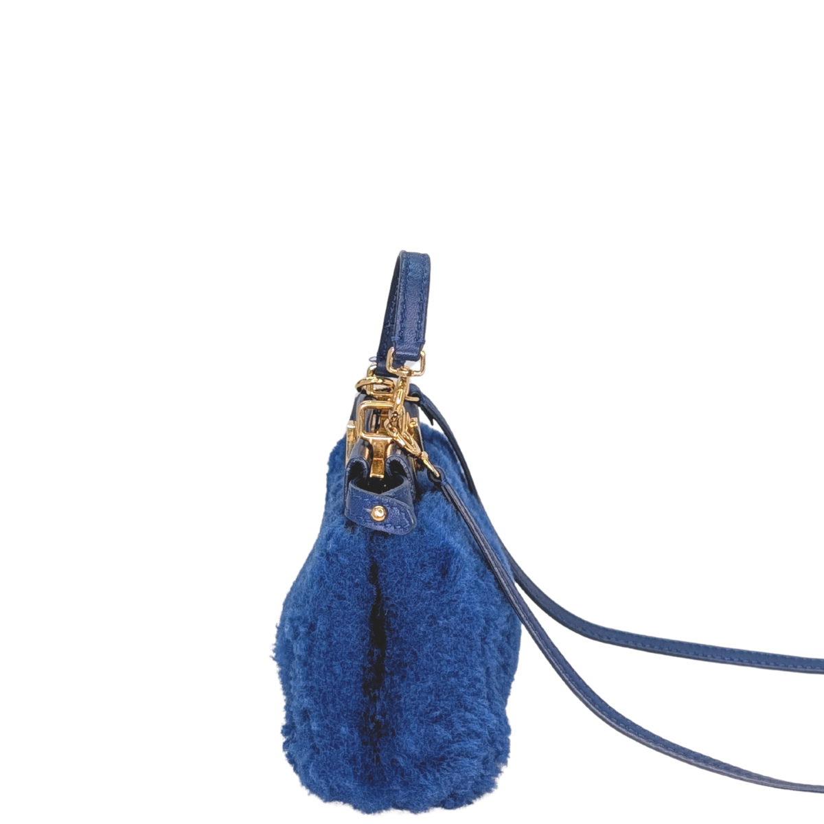 Fendi Peekaboo Micro Shearling Bag Blue