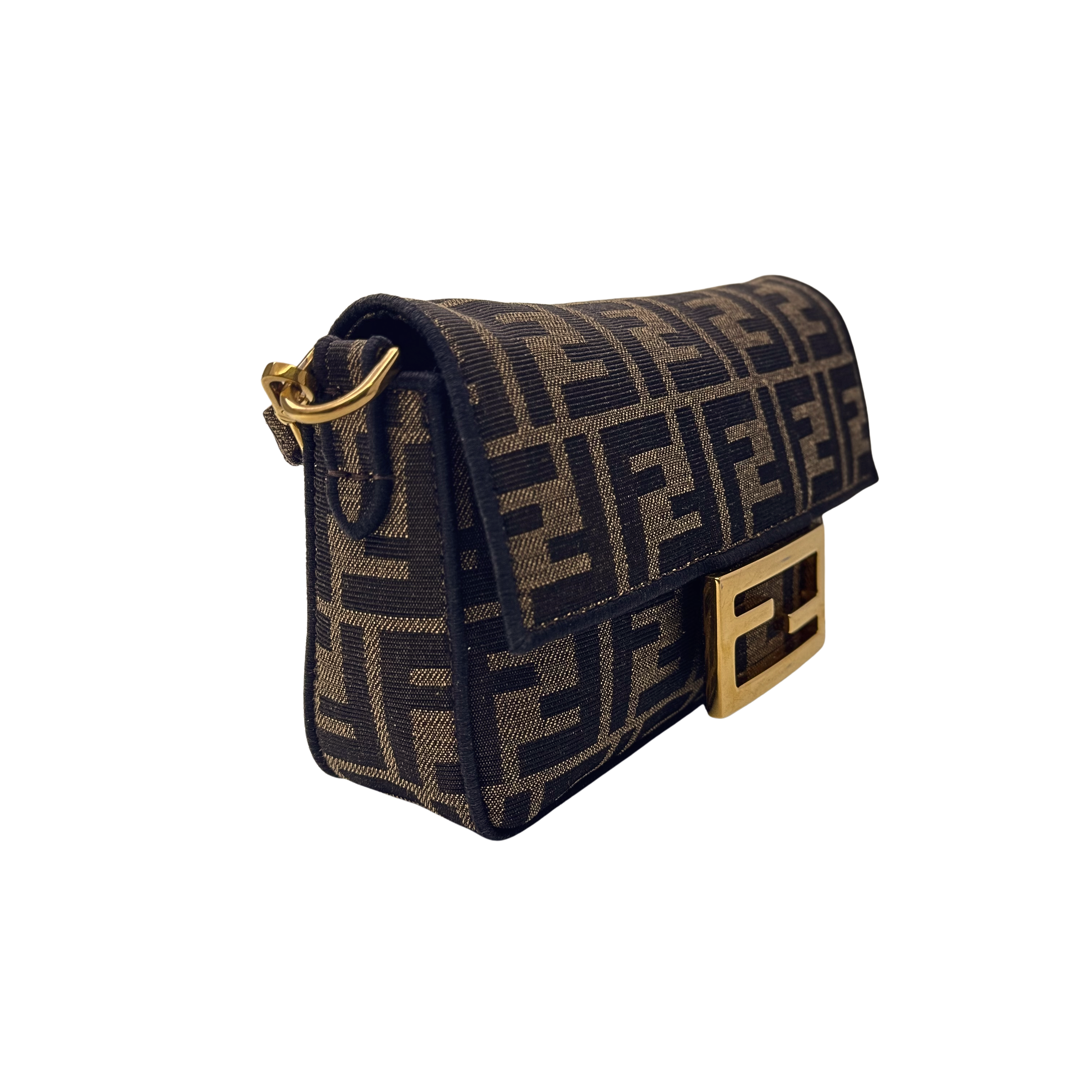 Fendi Jacquard FF Baguette Bag Canvas Brown