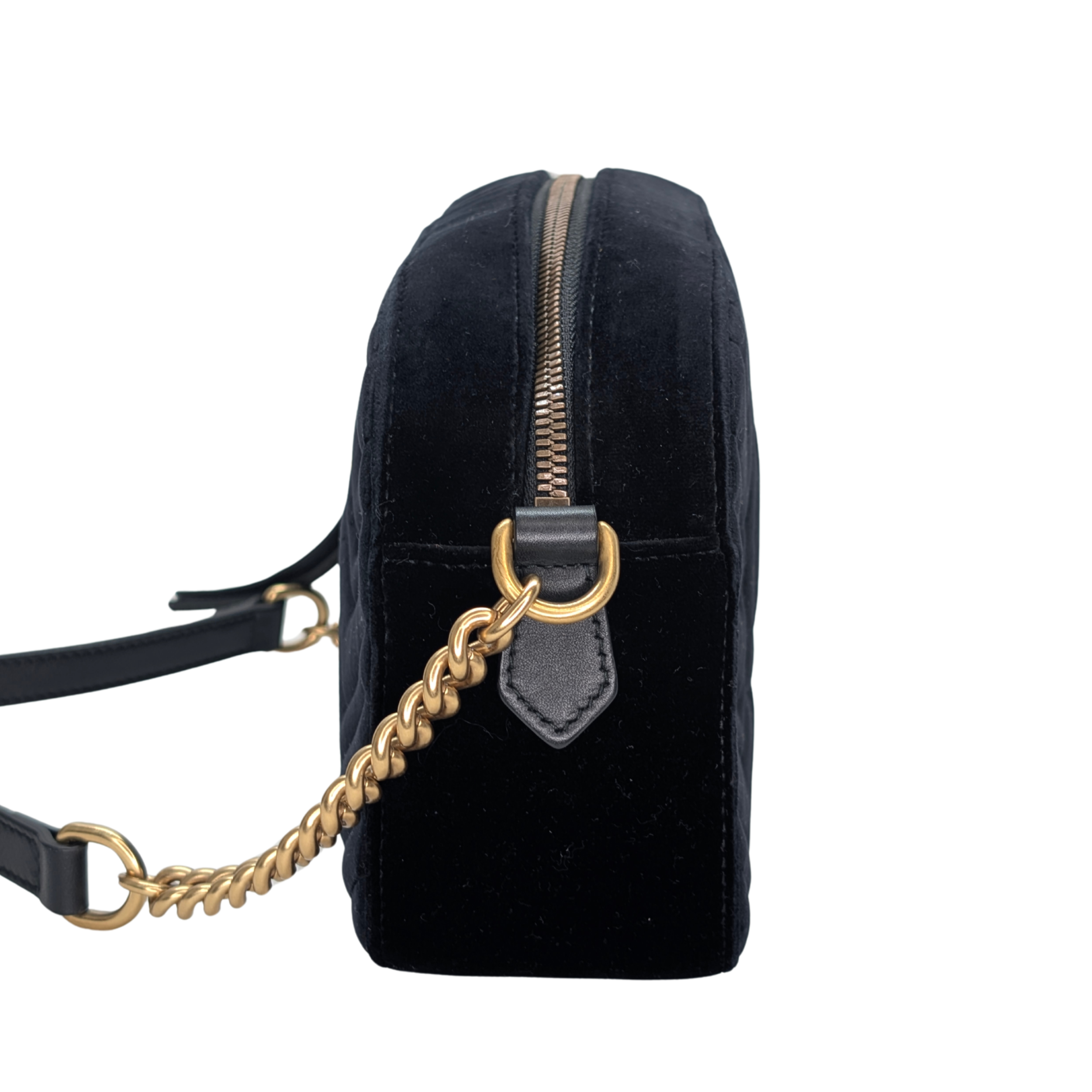 Gucci Marmont Velvet Small Camera Bag Black