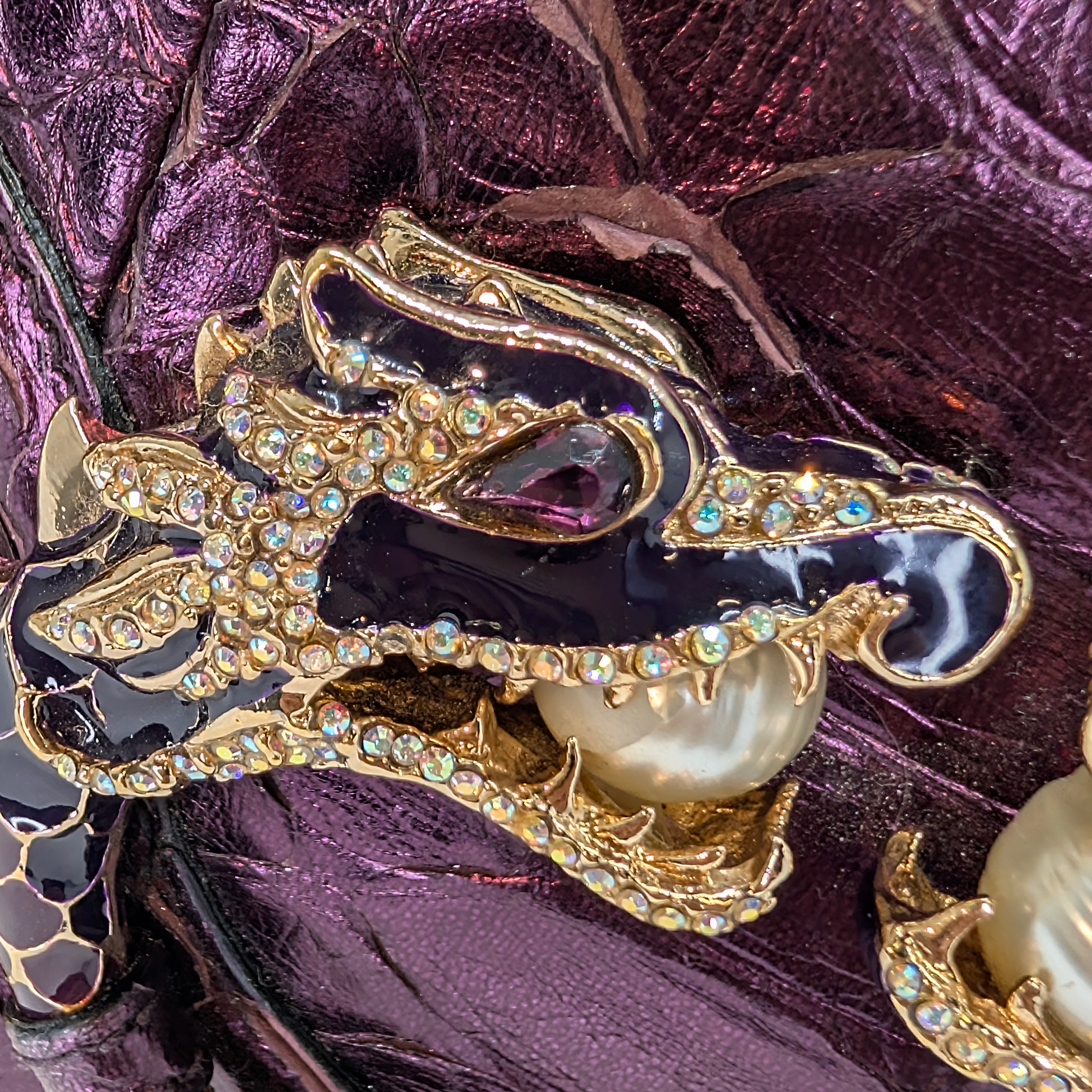 Gucci x Tom Ford Python Dragon Motif Hand bag Purple