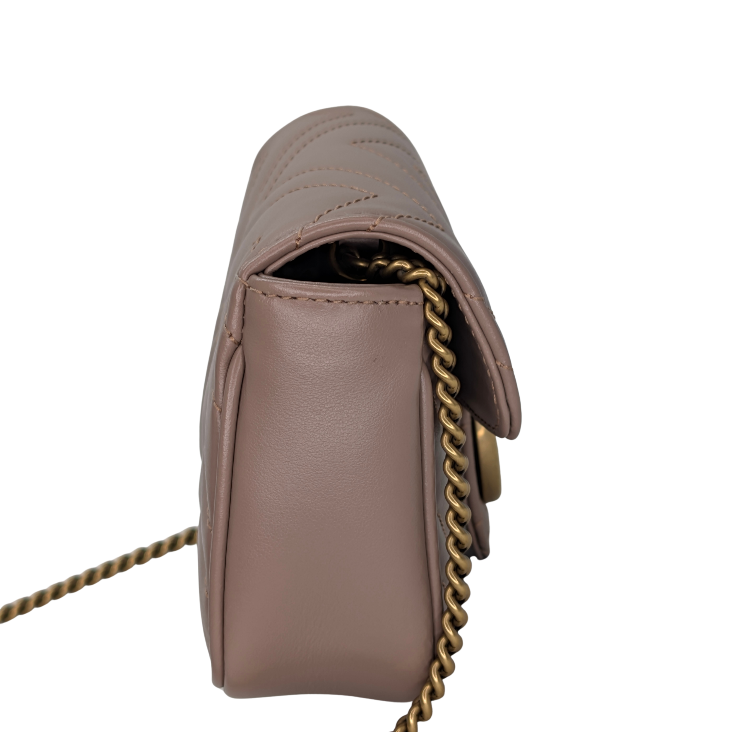 Gucci GG Marmont Matelasse Super Mini Shoulder Bag Taupe