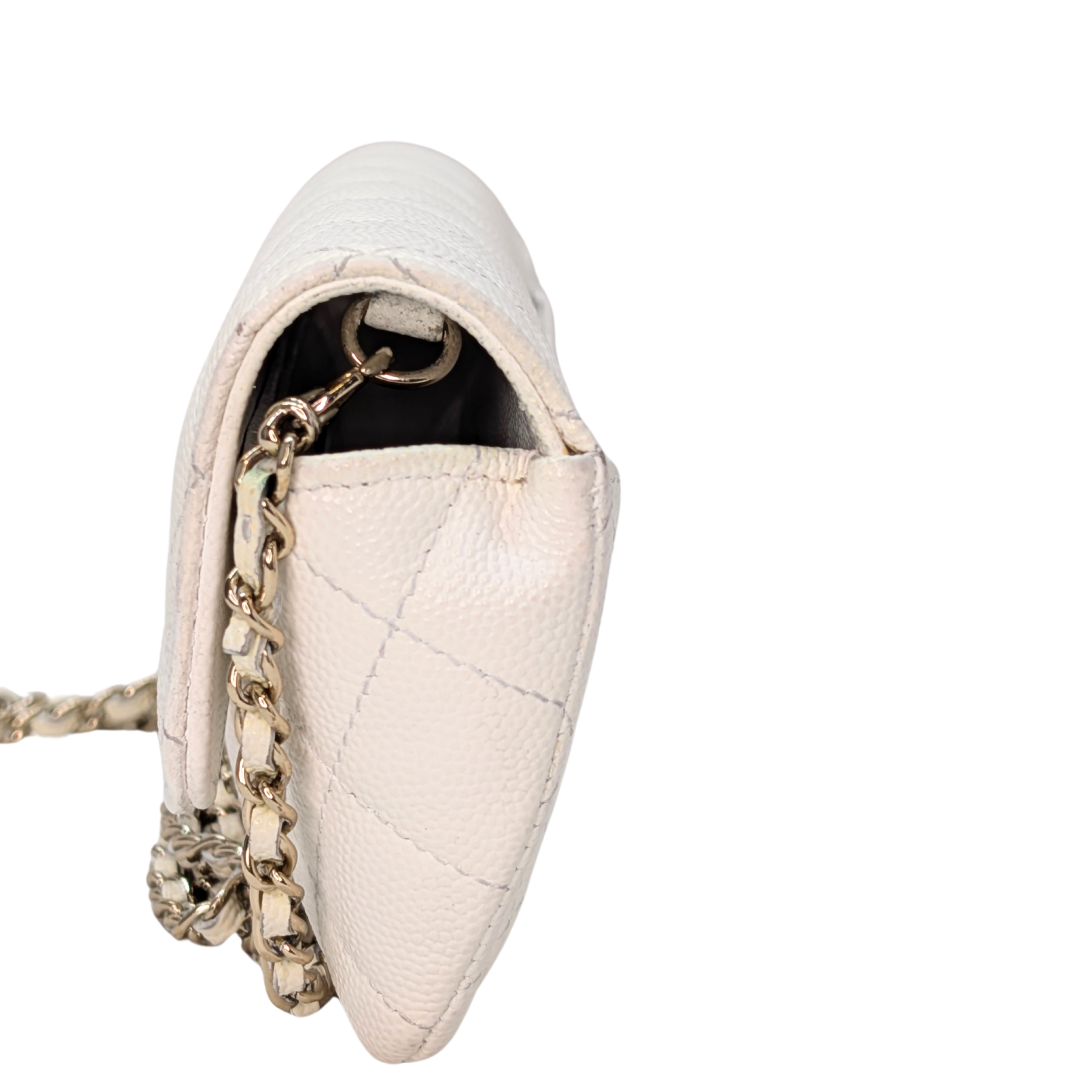 Chanel Sunglasses Quilted Caviar Sunglasses Case Bag White