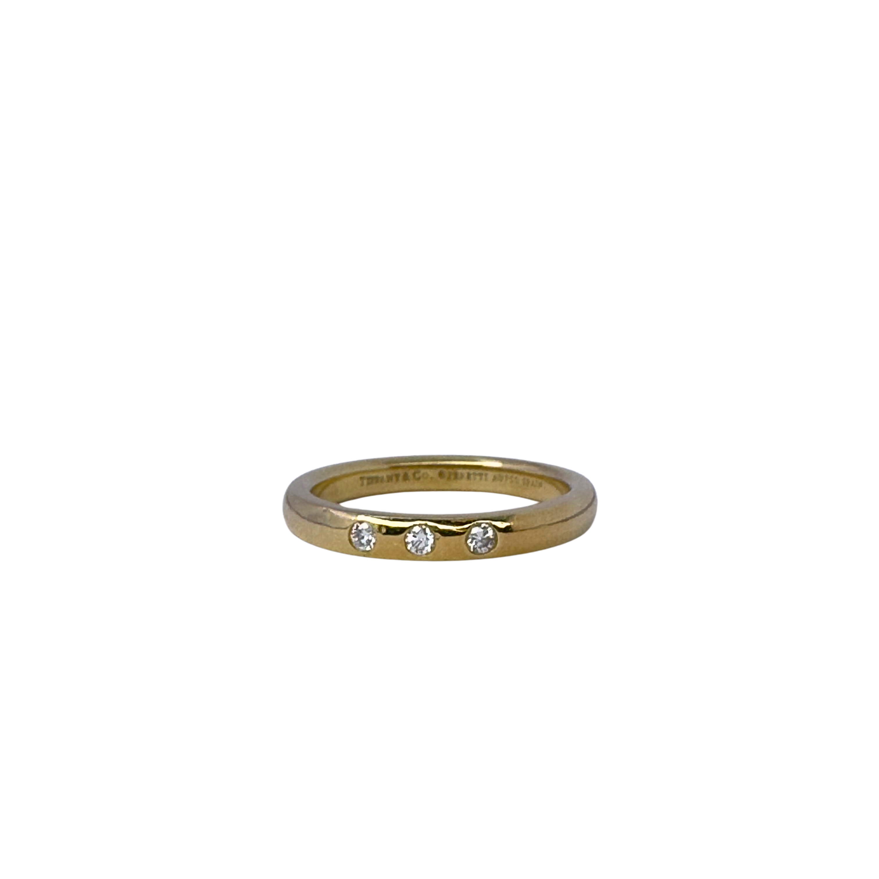 Tiffany & Co Ring, L½ or 51 Stacking Band Ring 18K Gold .06 Diamond