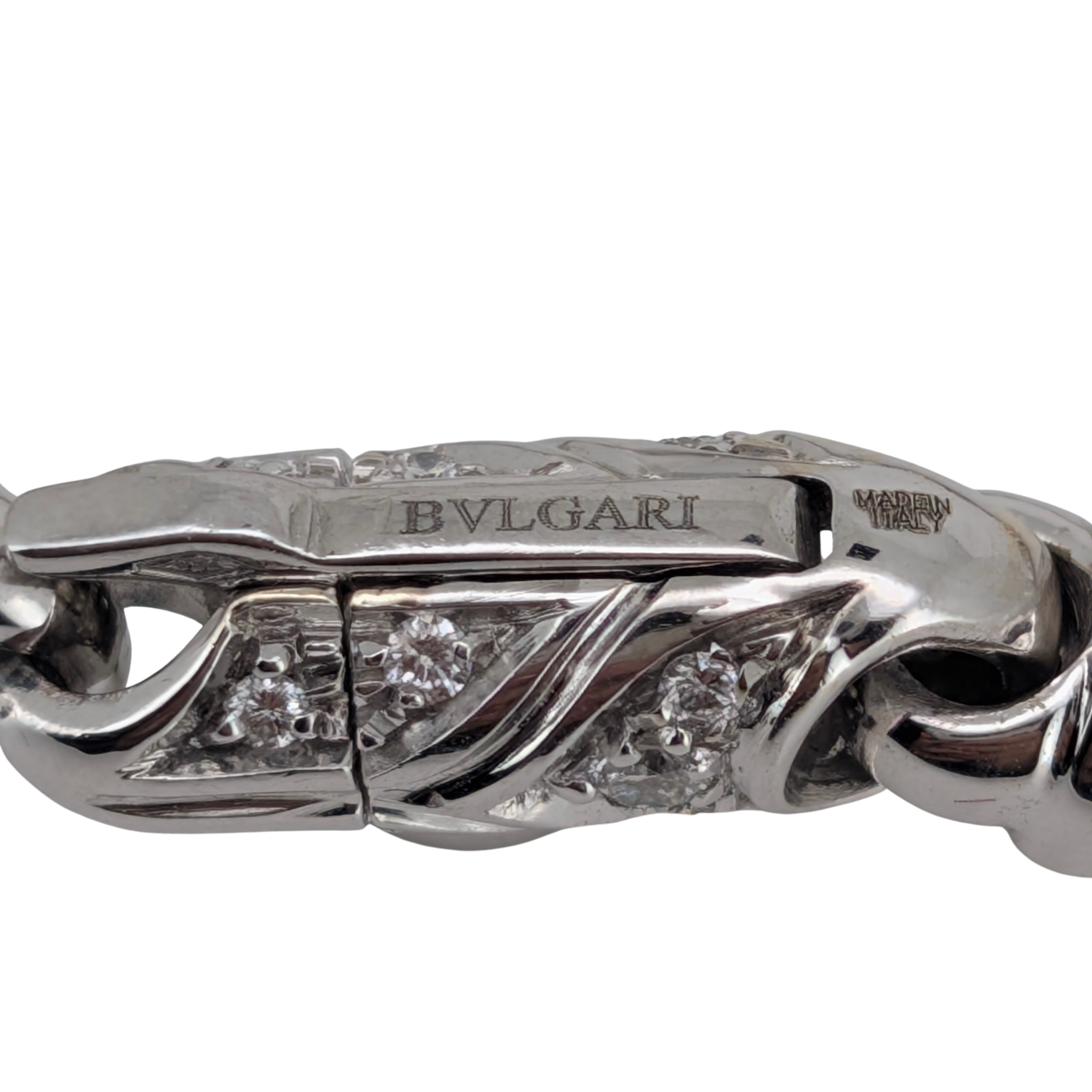 Bvlgari Passo Doppio Pearl & Diamond Link Bracelet in 18K White Gold