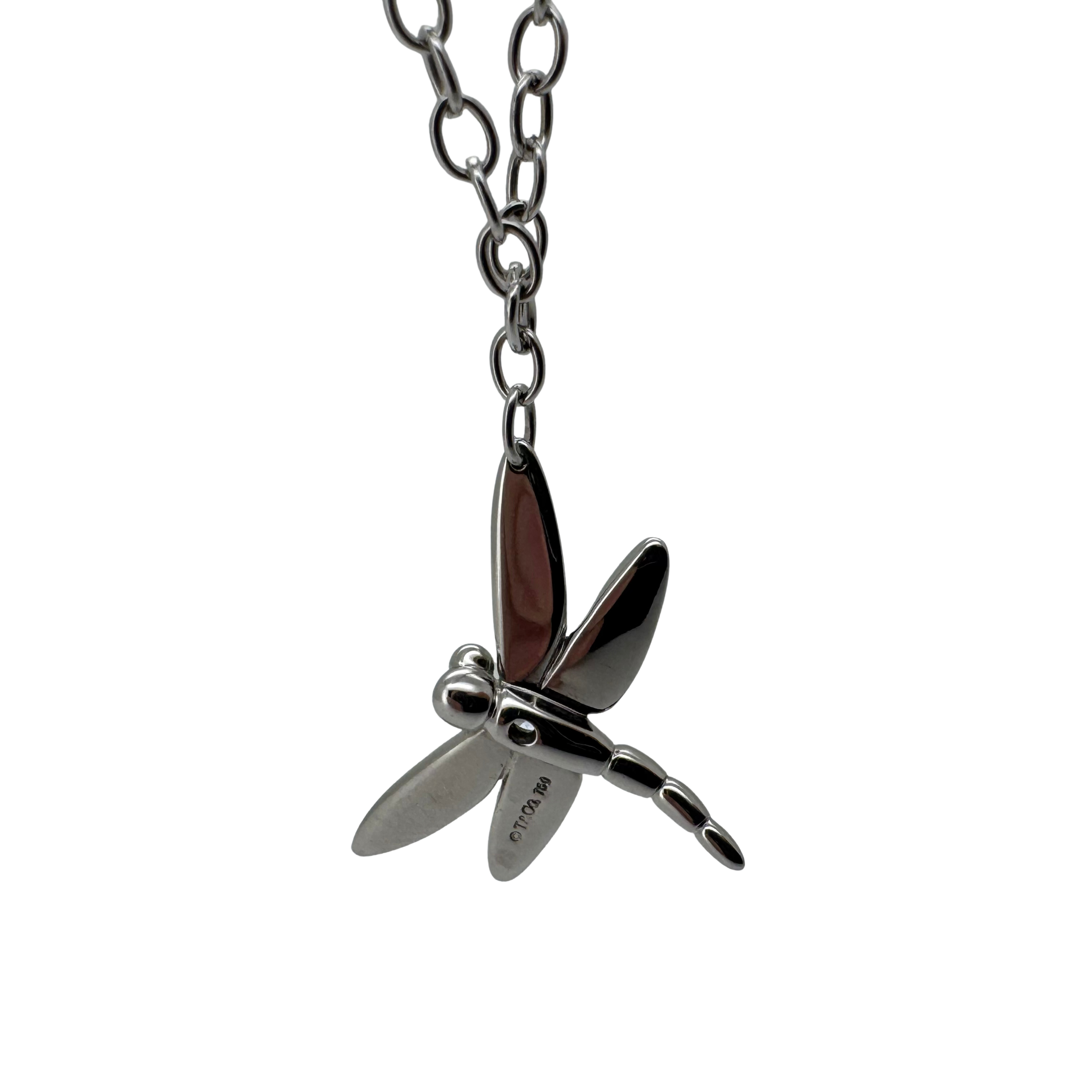 Tiffany & Co Dragon Fly Diamond .07ct Necklace 18k White Gold - Lost Designer