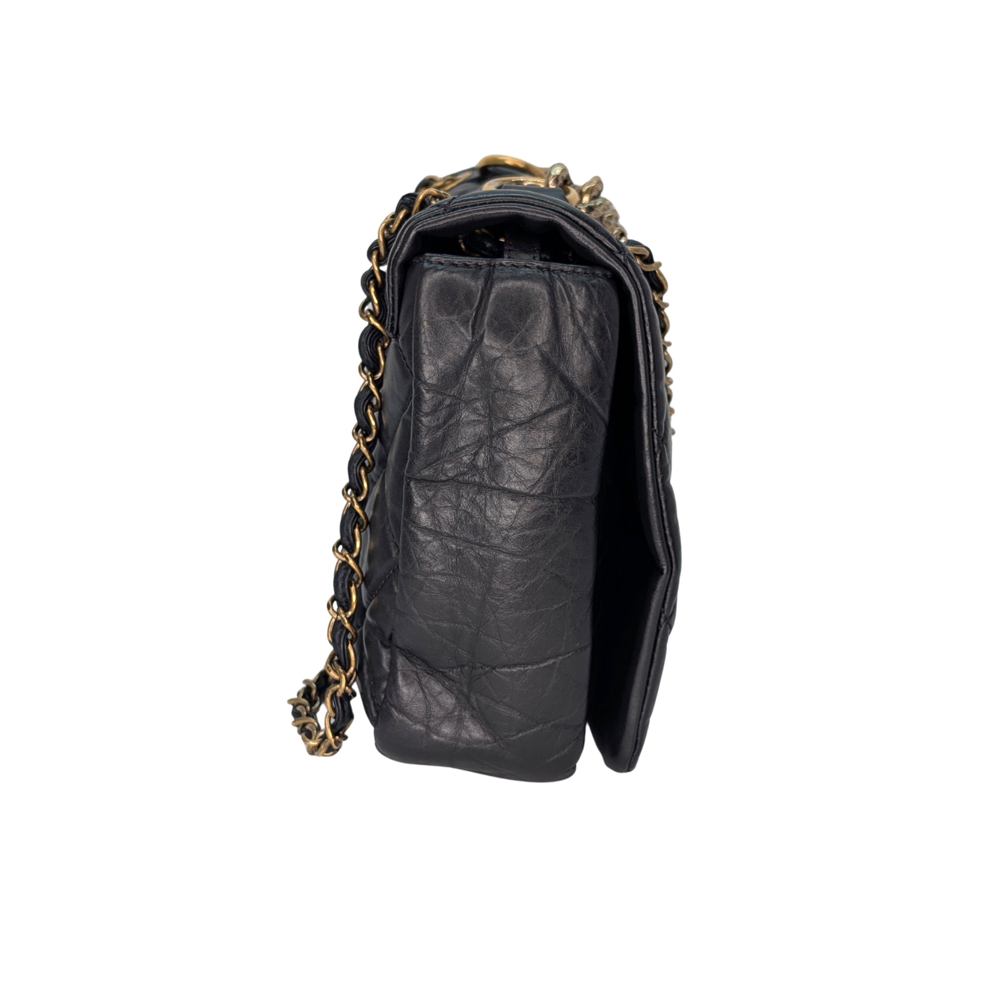 Chanel Pondicherry Flap Medium Handbag Leather Black