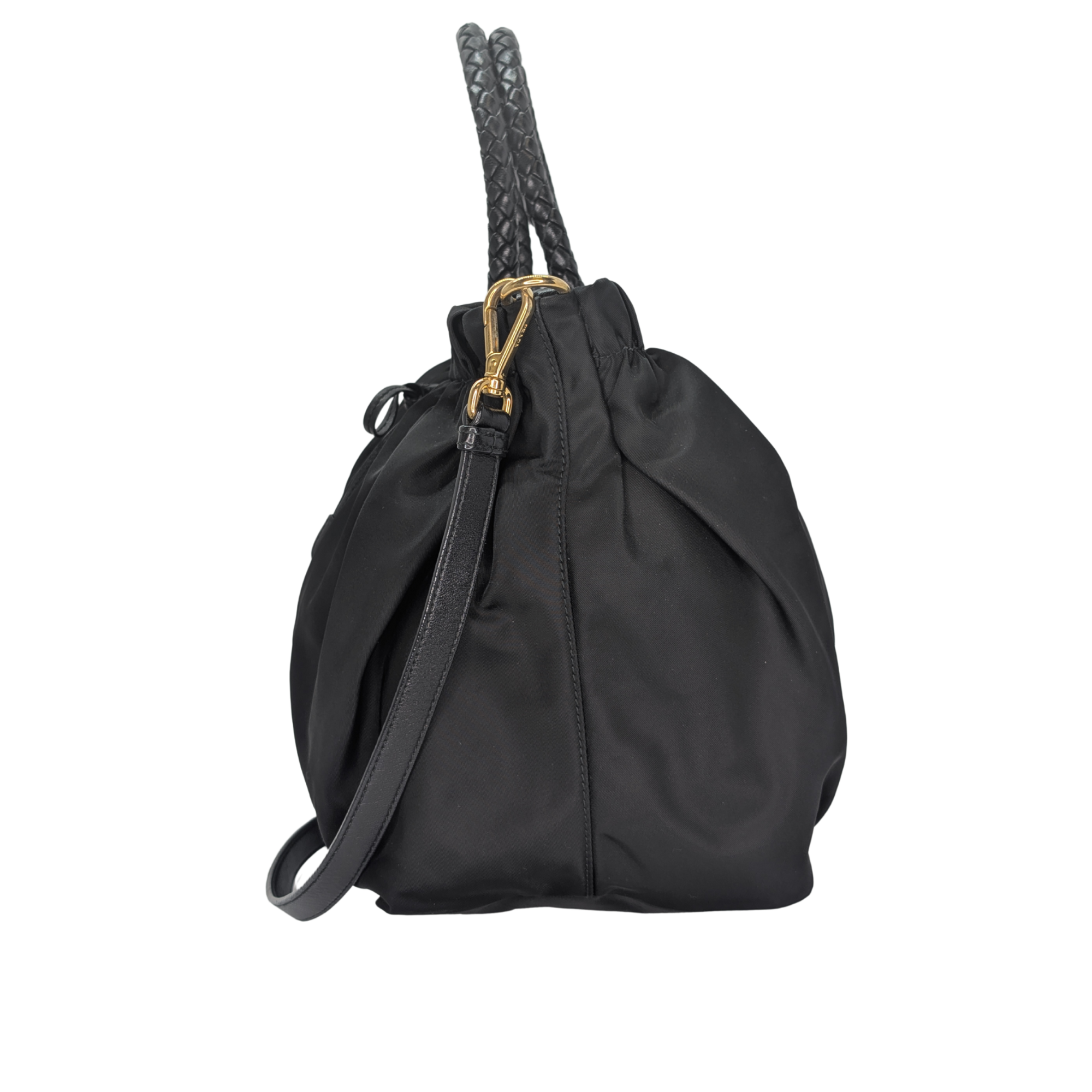 Black Prada Nylon Tessuto Top Handle Crossbody/Shoulder Bag