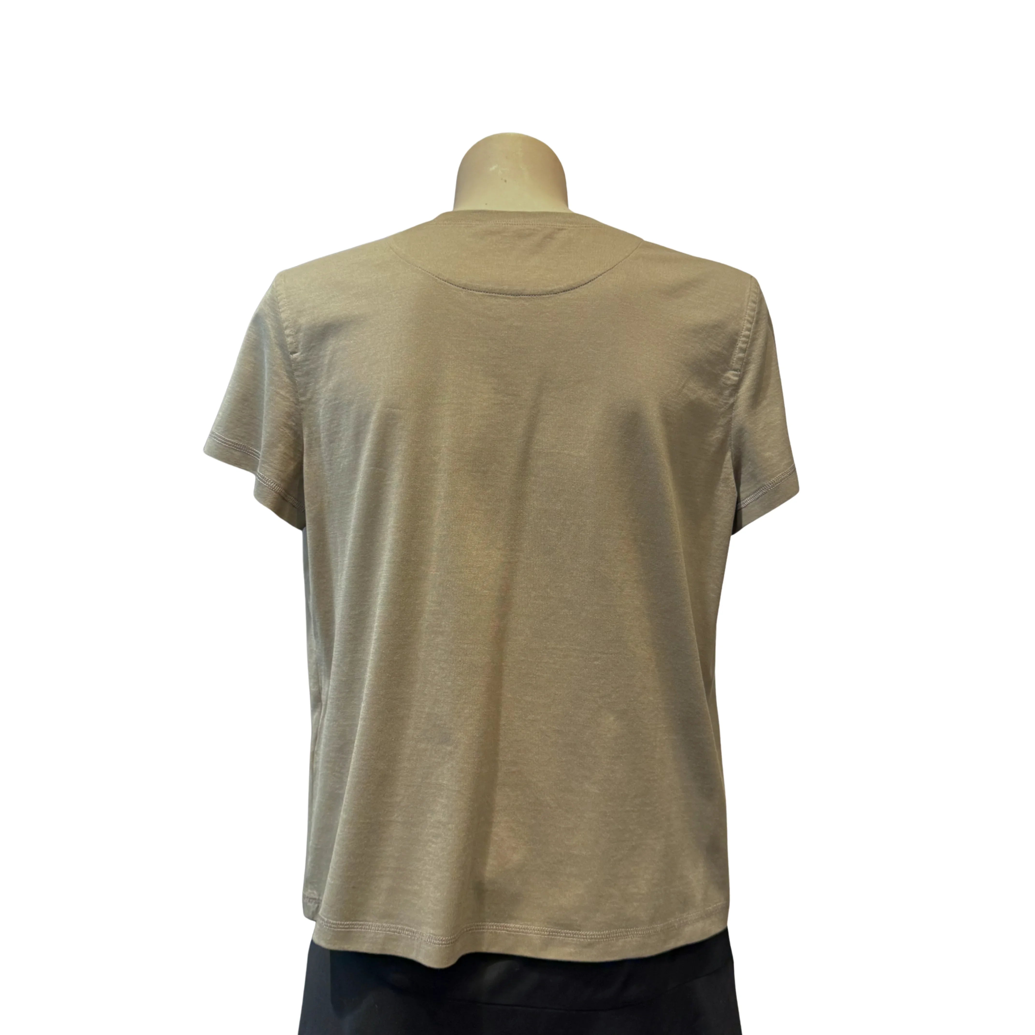Hermes Droit Poche Brodée T-shirt Khaki size 40