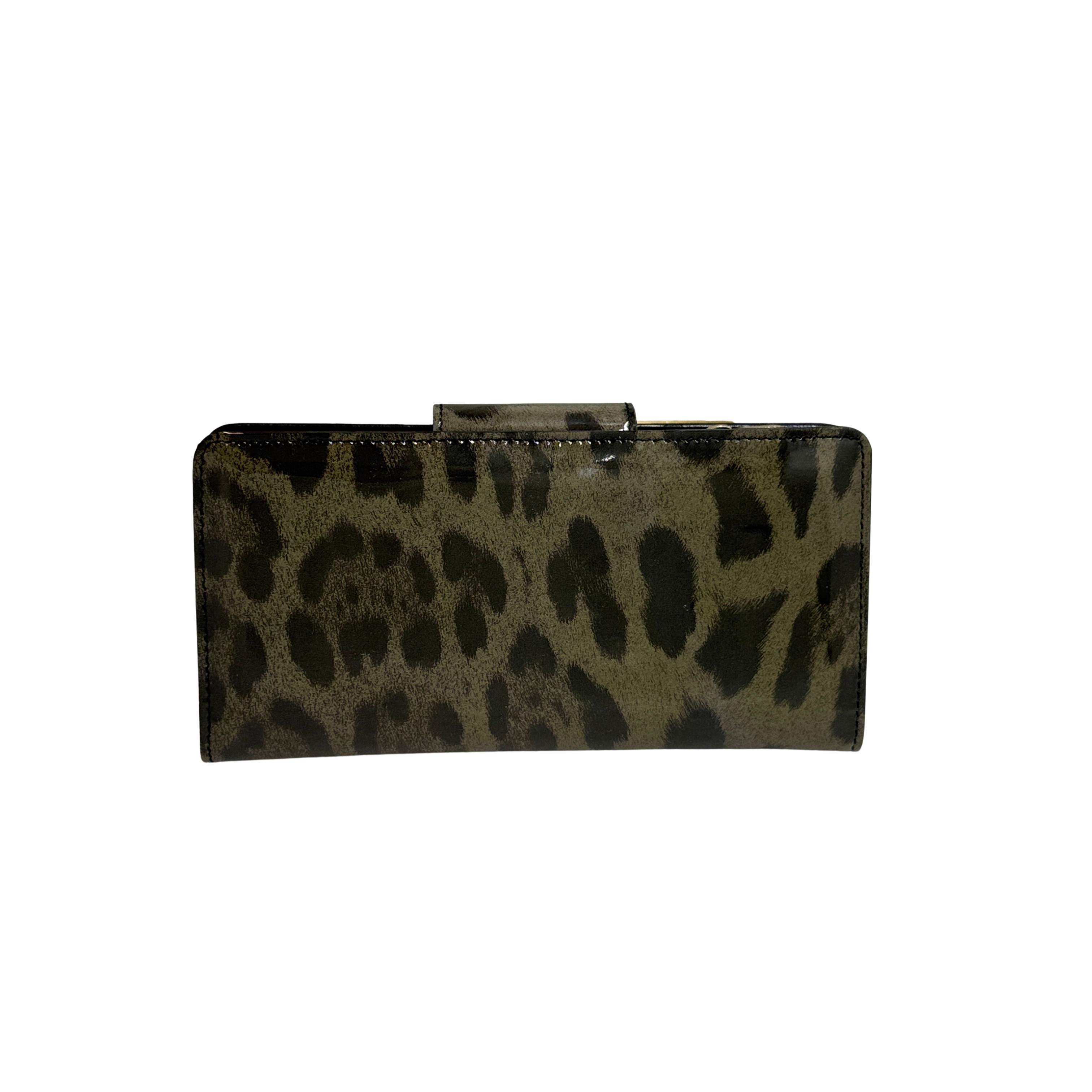 Dolce & Gabbana Leopard Print Leather Wallet Khaki