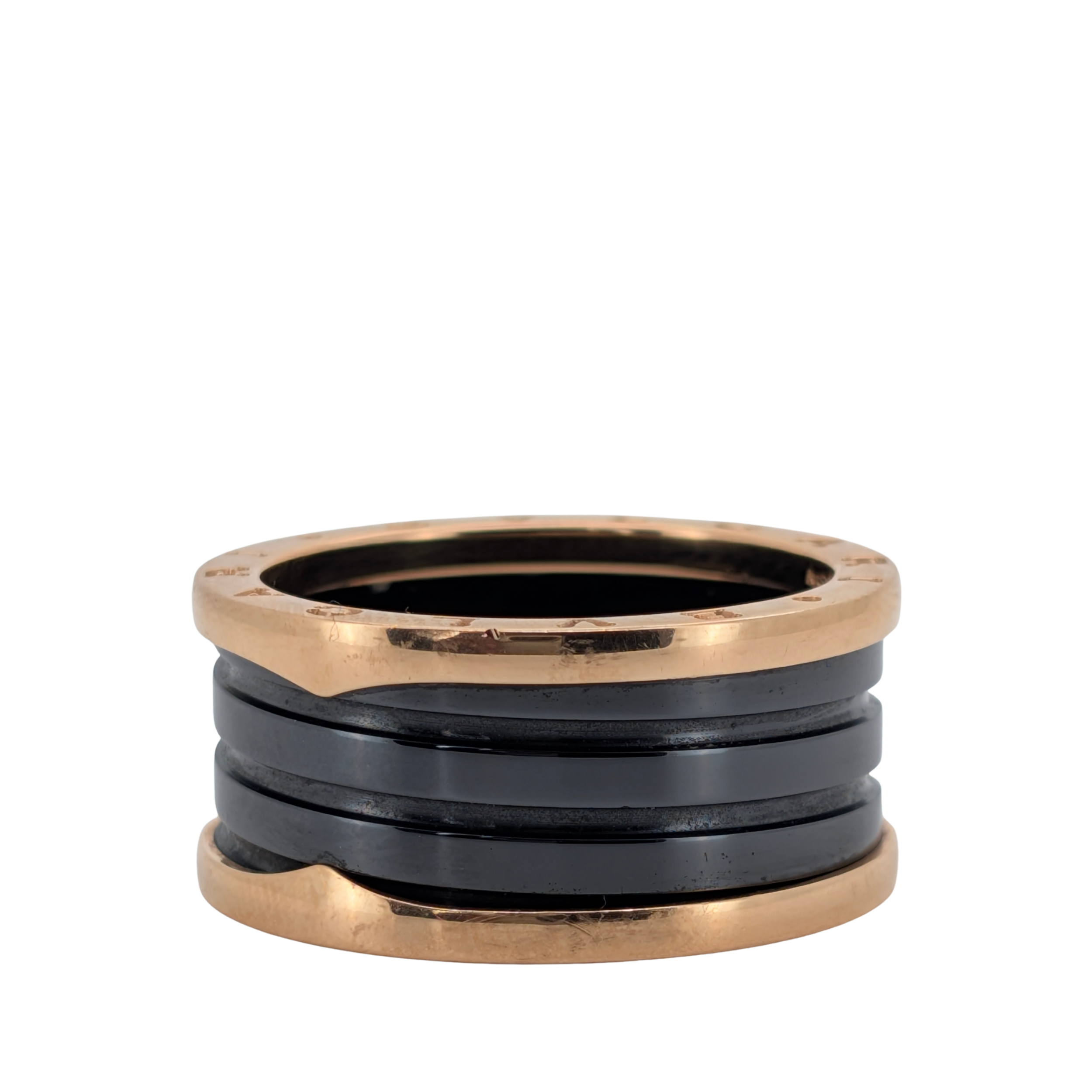 Bvlgari 18K Rose Gold Black Ceramic B.Zero1 Band Ring Size 66