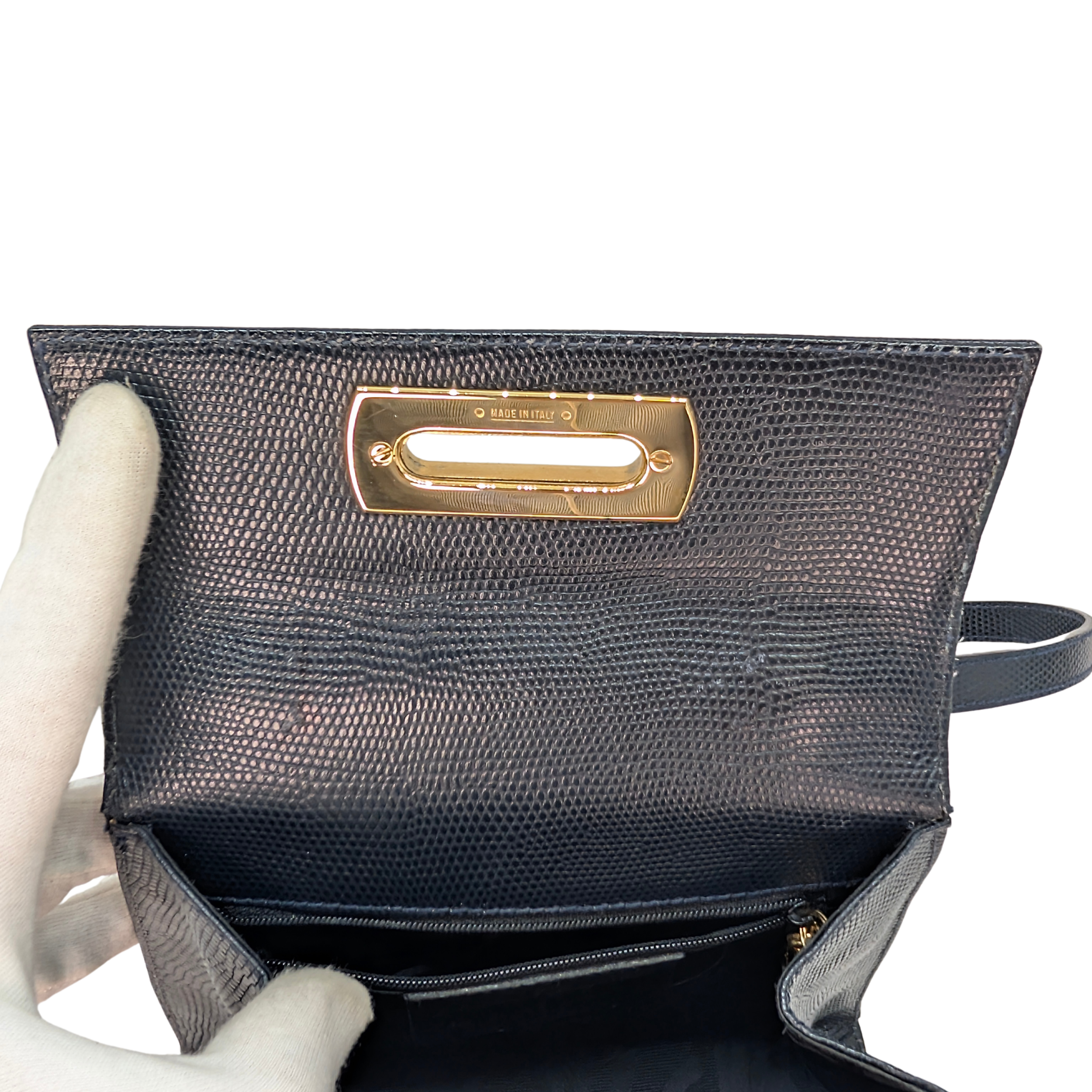 Salvatore Ferragamo Lizard Gancini Iconic Top Handle Bag