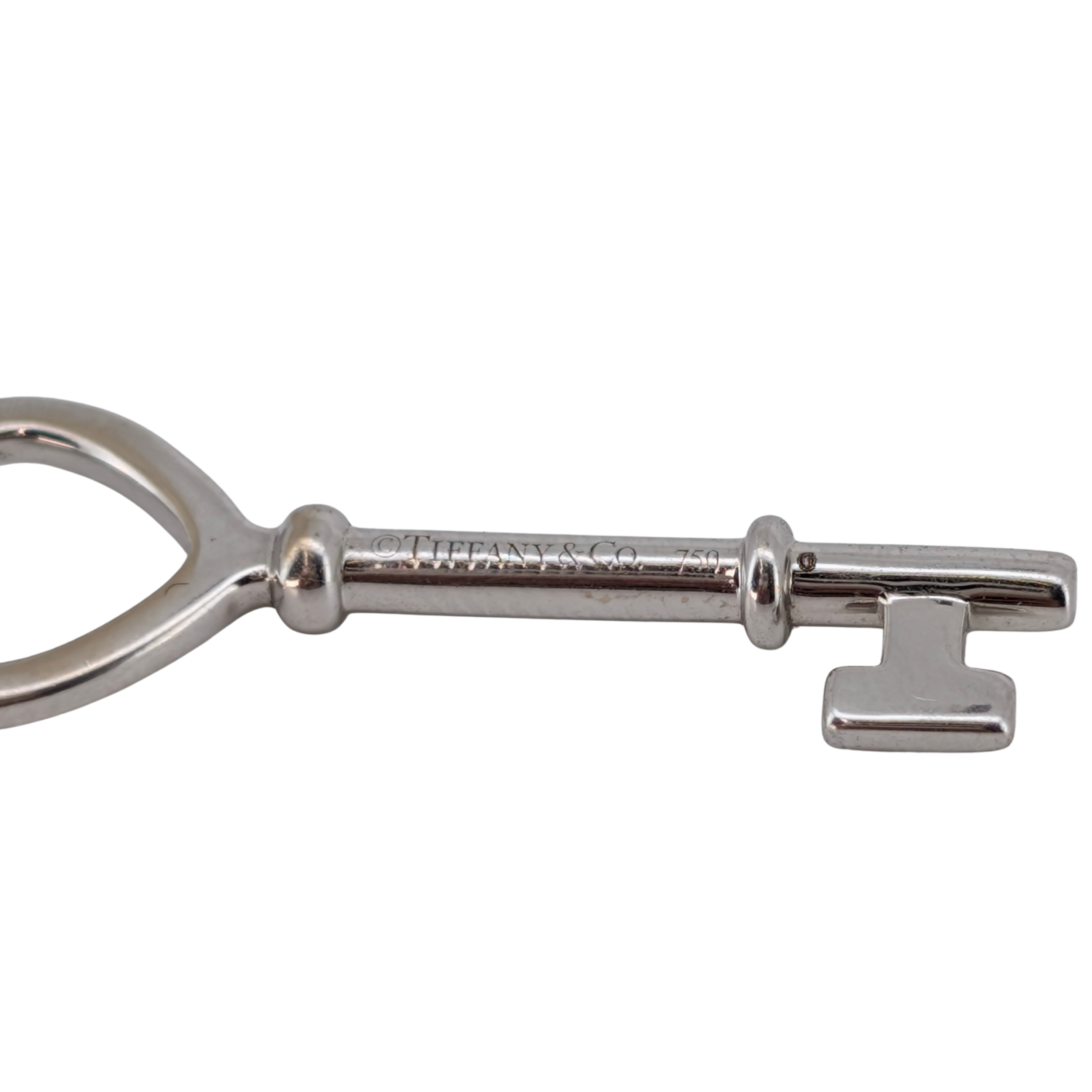 Tiffany & Co. Tiffany Keys Diamond 18K White Gold Heart Key Pendant