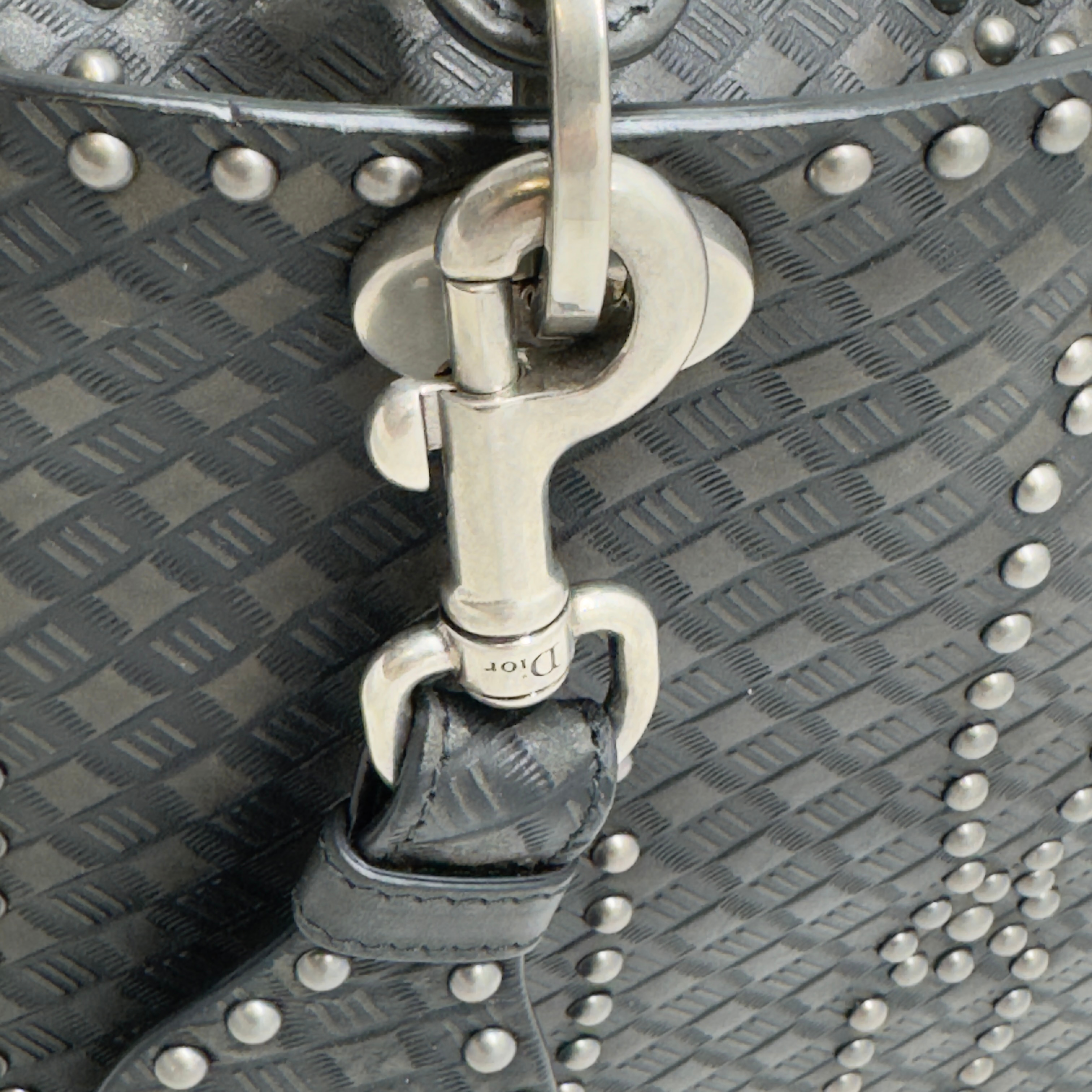 Christian Dior Large Lady Dior Studded Handbag Black