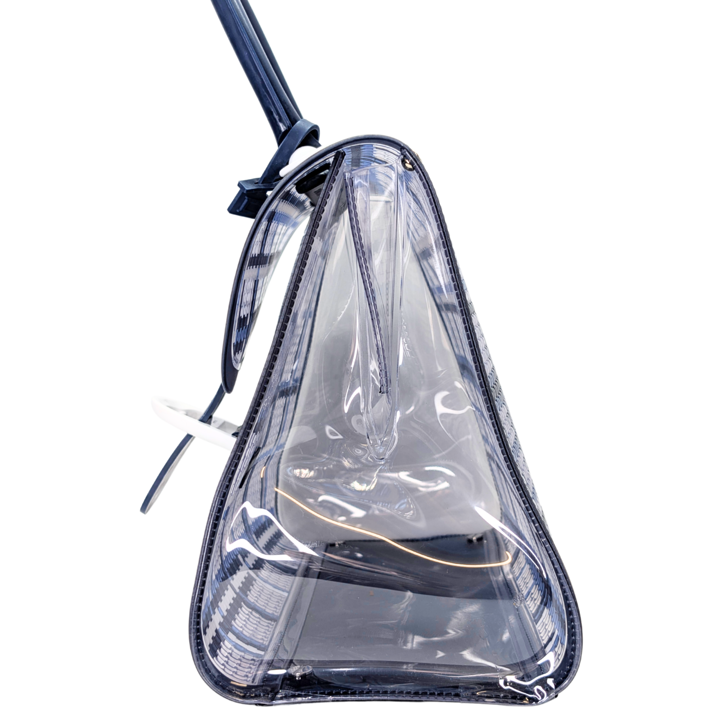 Delvaux Vinyl Gingham The Dreamer MM Brillant Satchel Bag Navy