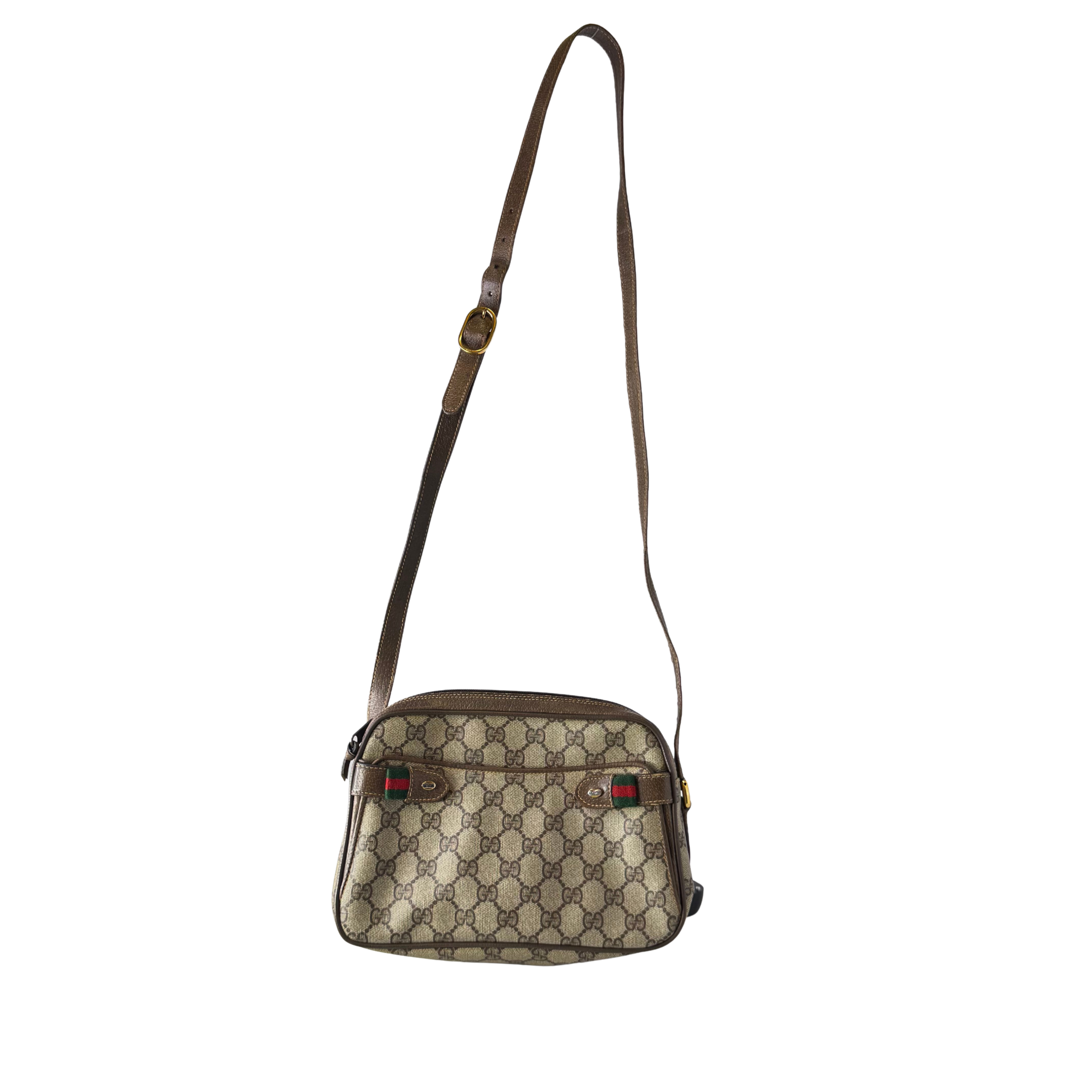 Gucci GG Supreme Crossbody Messenger Bag Beige