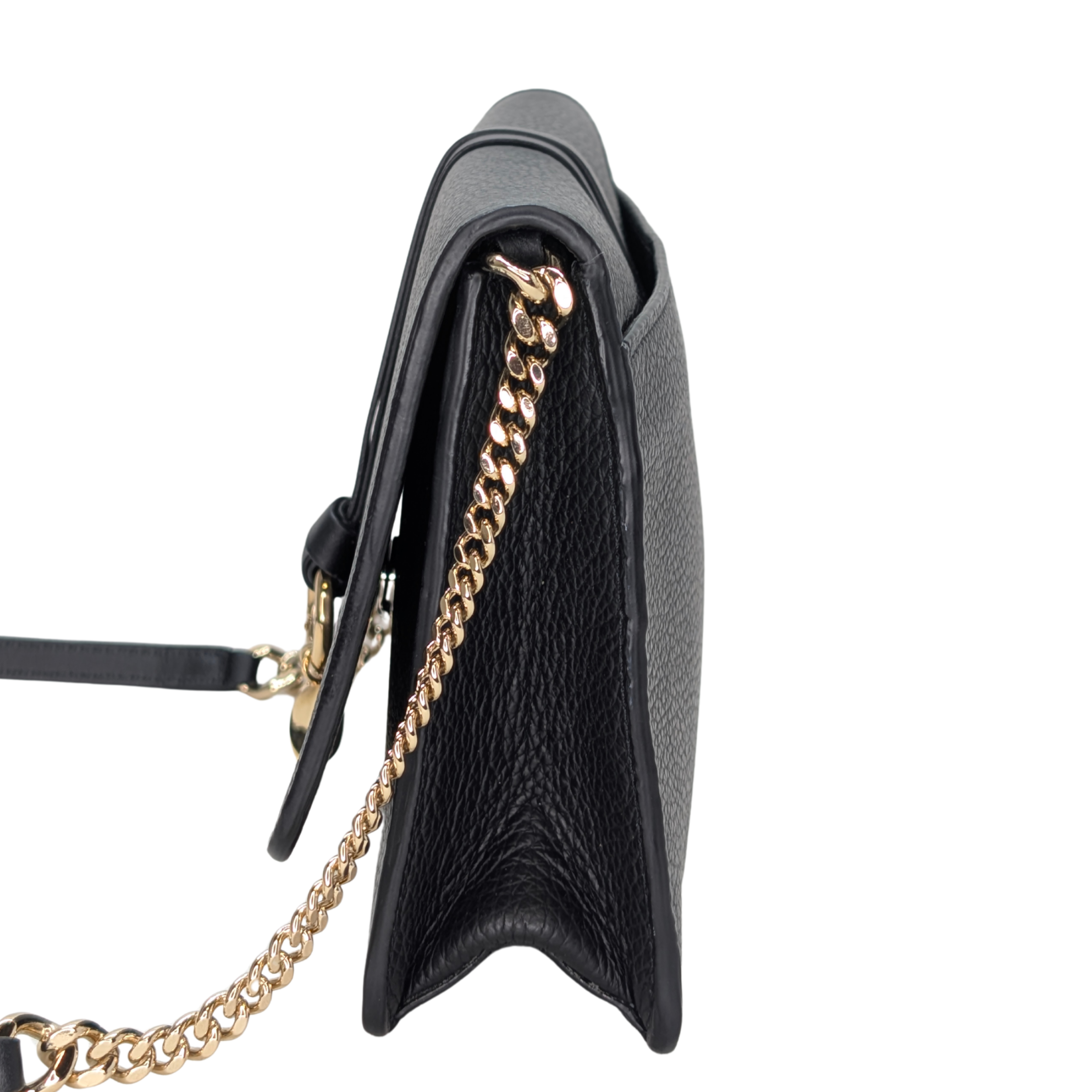 Chloé Alphabet chain Clutch Bag Leather Black