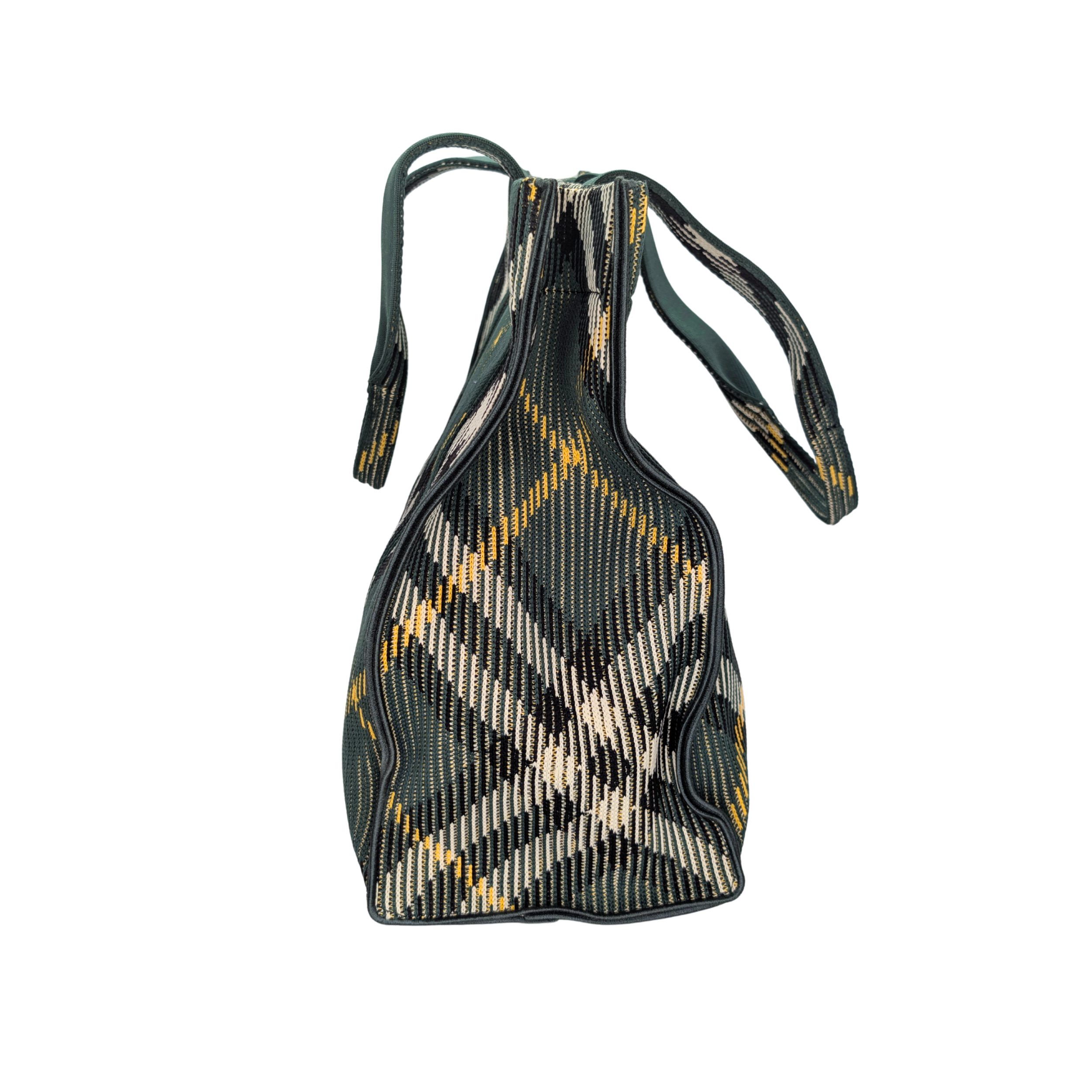 Burberry Medium Green Check Knitted Tote Bag