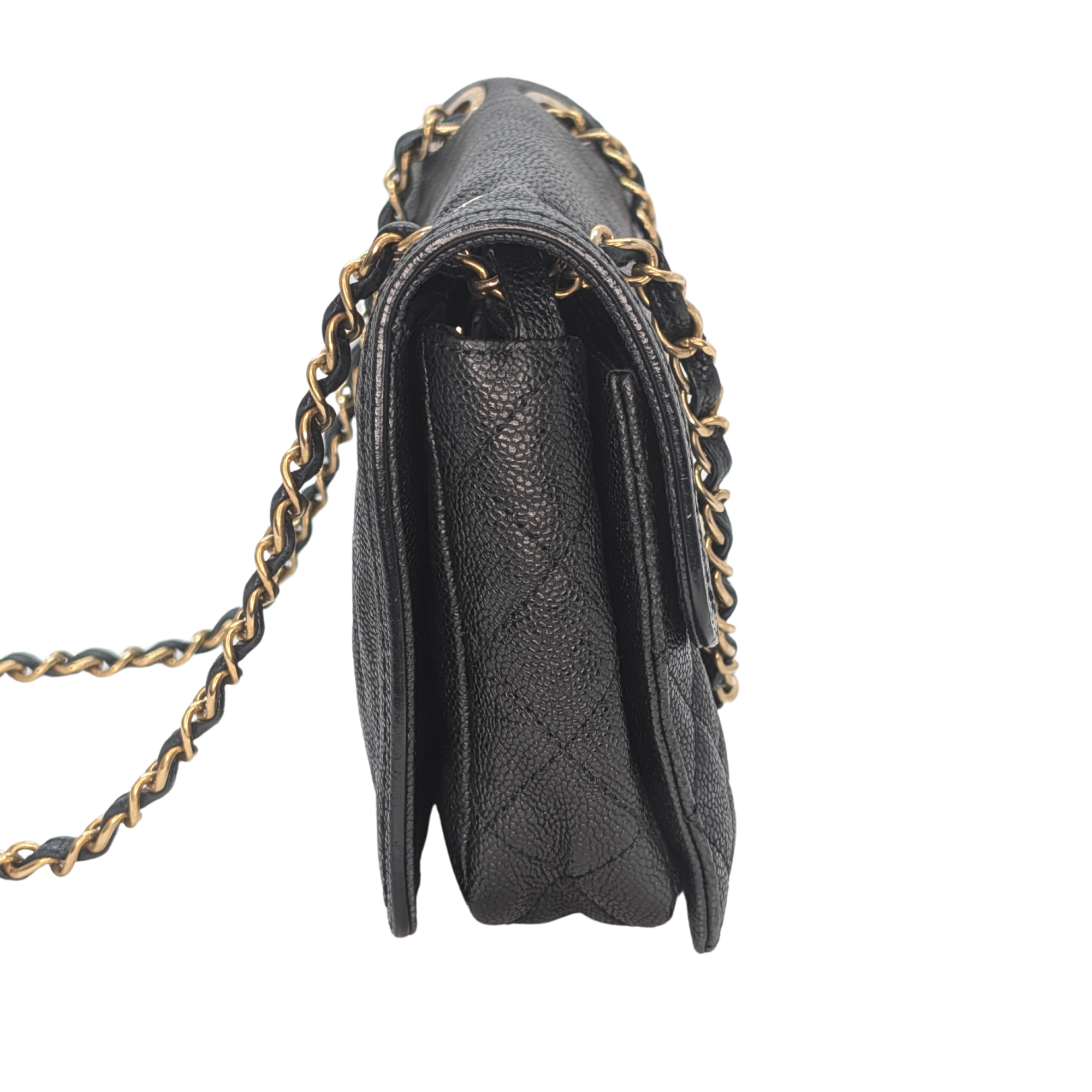 Chanel Mademoiselle 2.55 Cavier Leather Lock Flap Bag Black