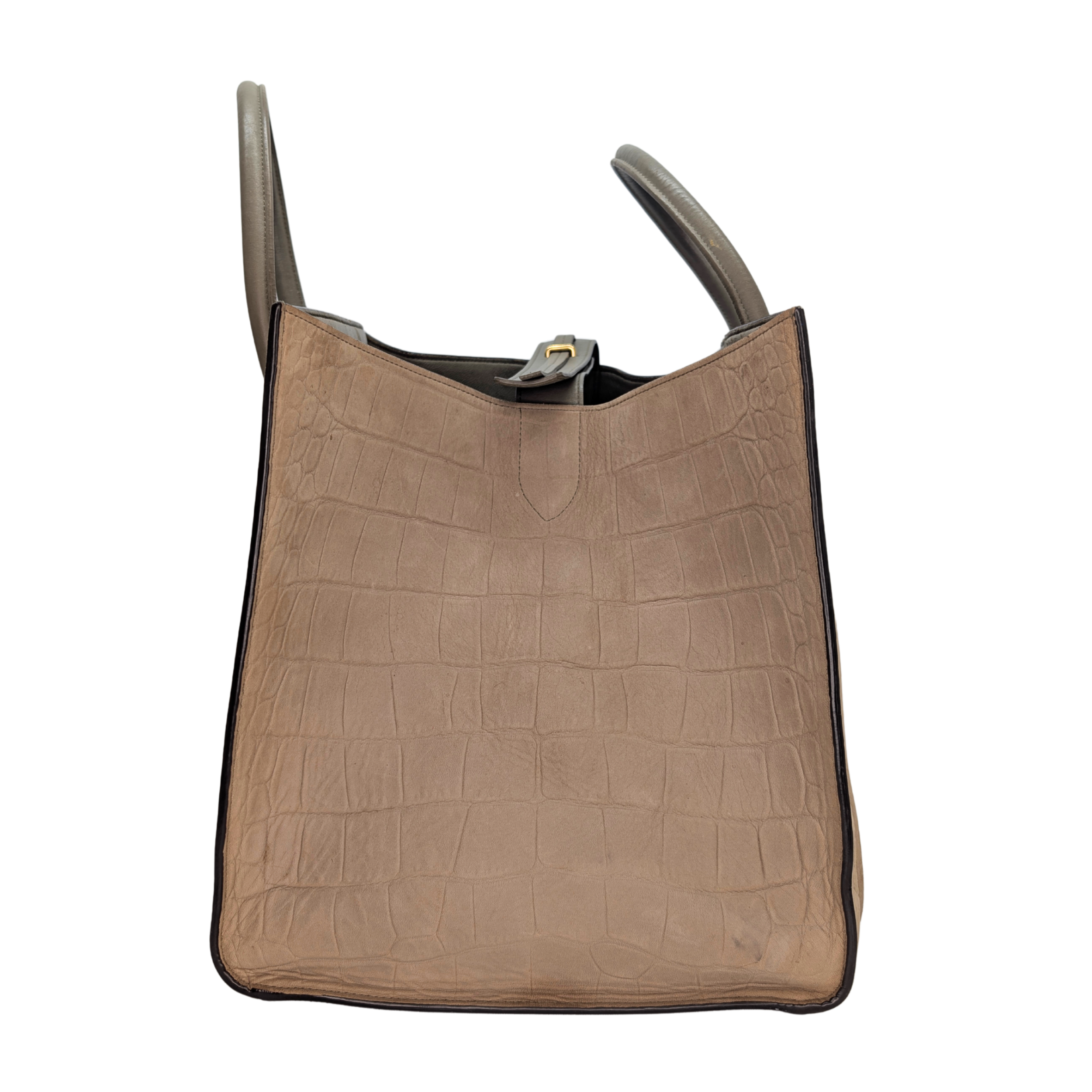 Celine Crocodile Embossed Medium Phantom Luggage Tote Bag Beige