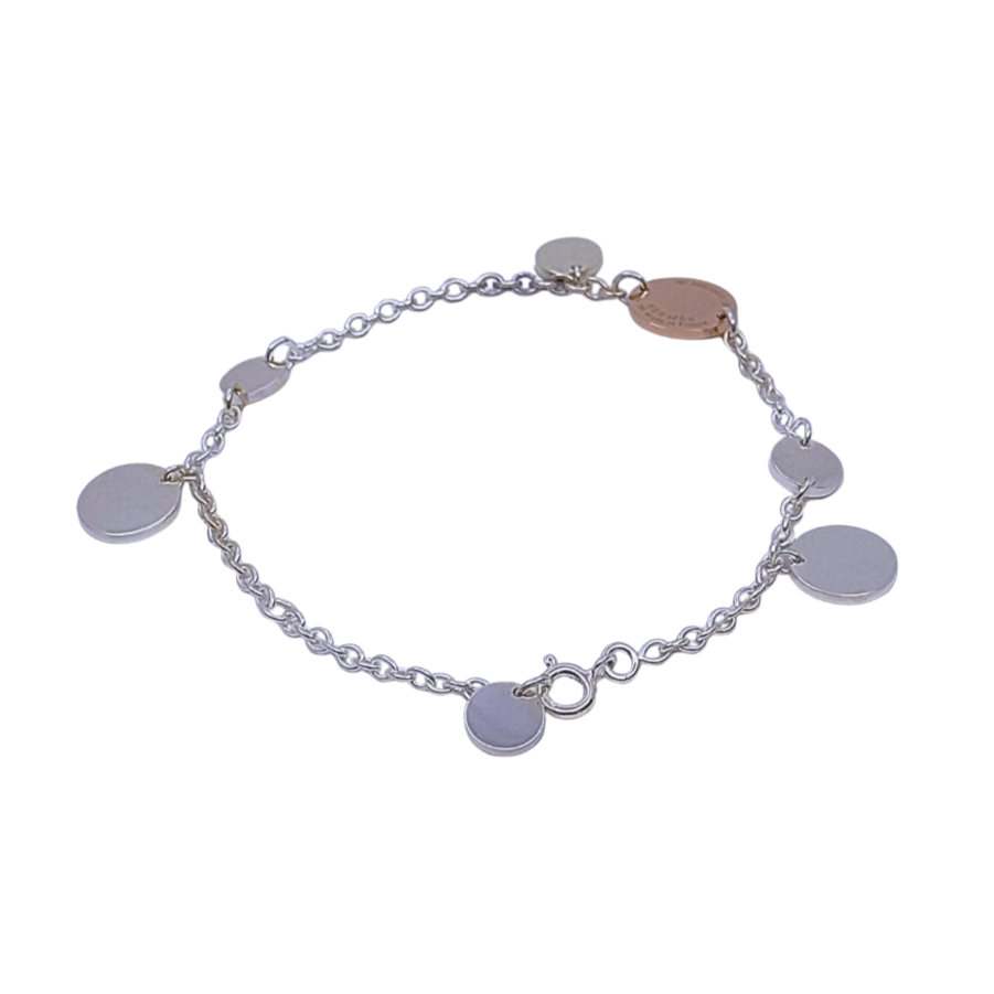 Hermes Confettis Ex-libris 18k Rose Gold & Silver Bracelet