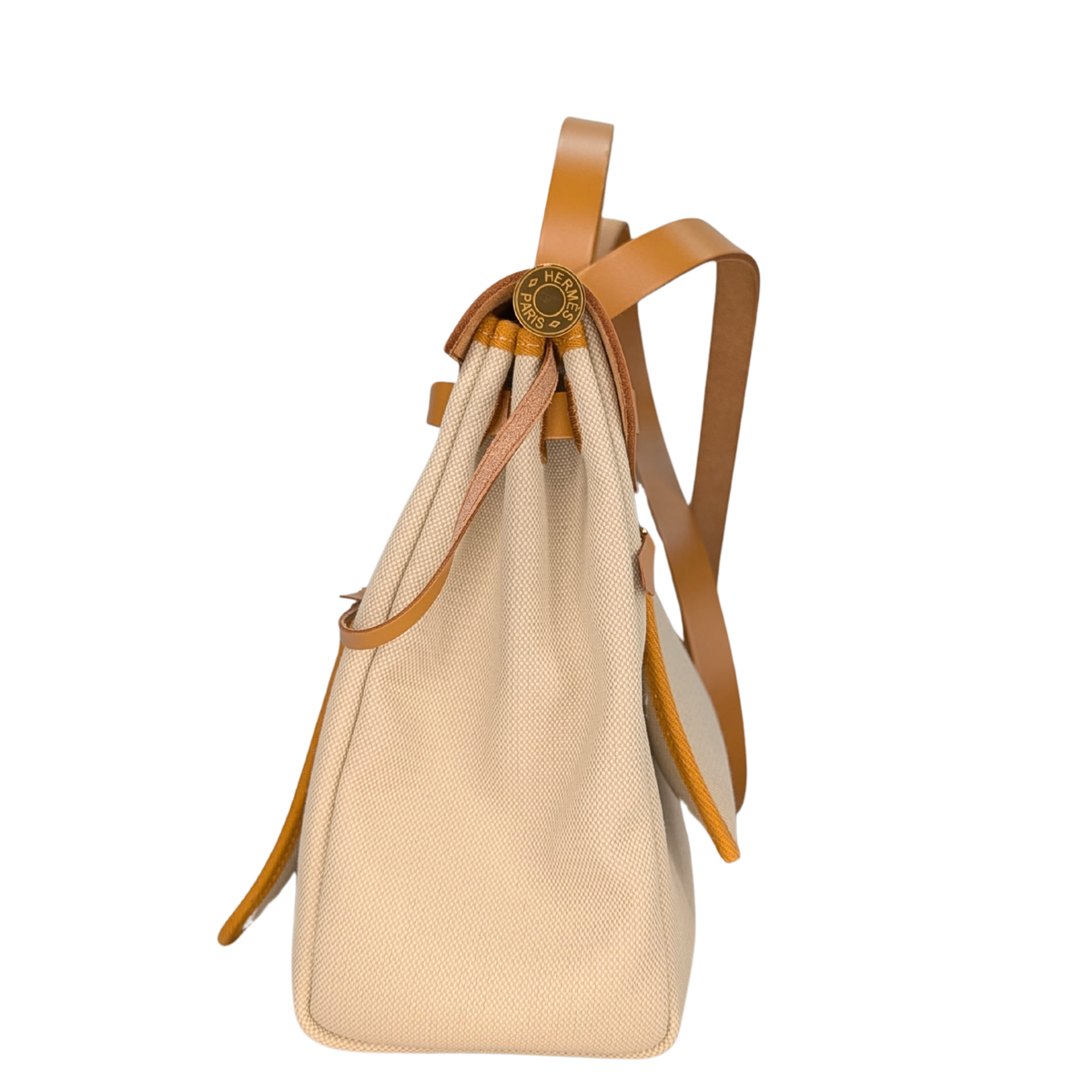 Hermes Herbag 31 Canvas Hunter leather Beton GHW Stamp Z
