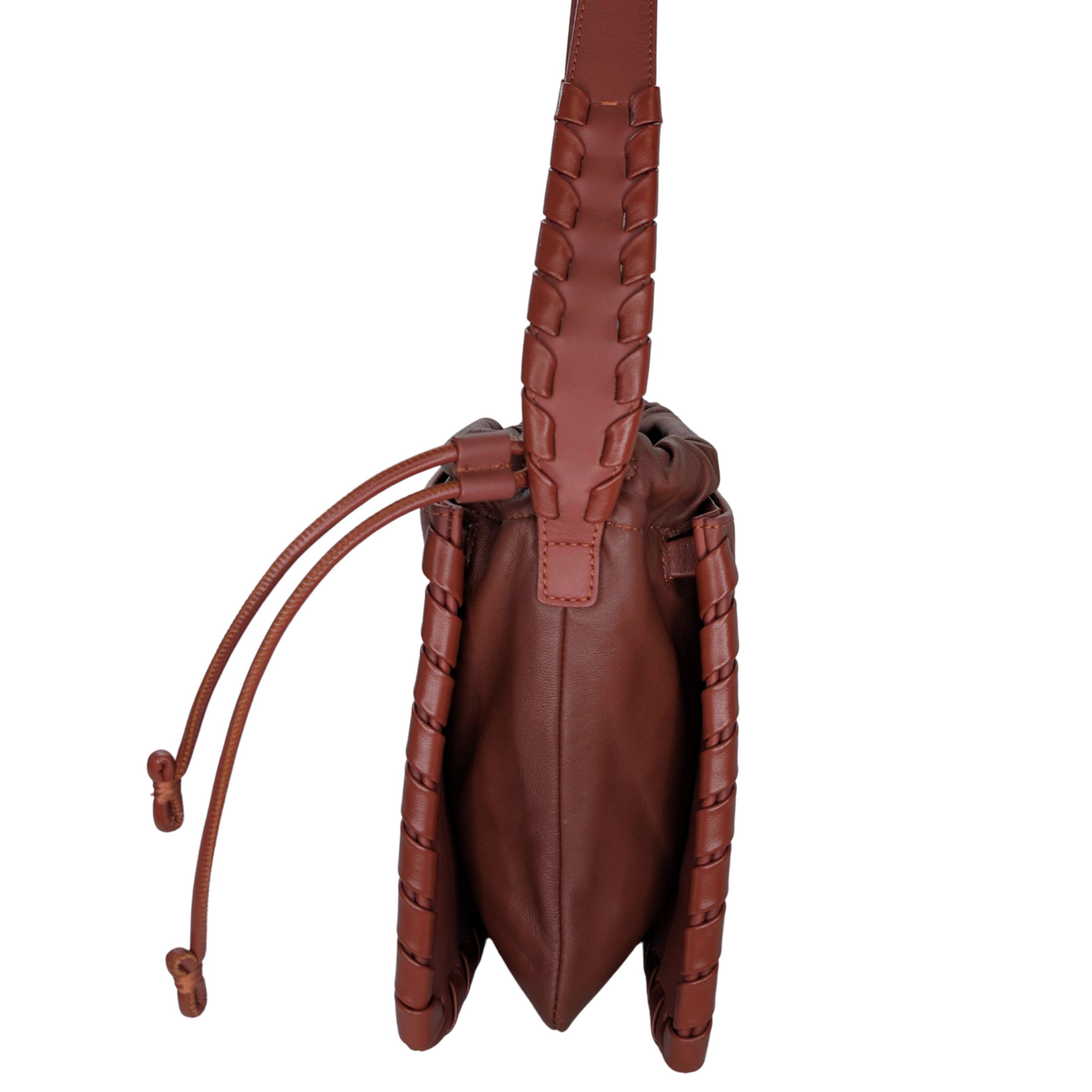 Chloé Mate Gusset Leather Shoulder Bag Brown