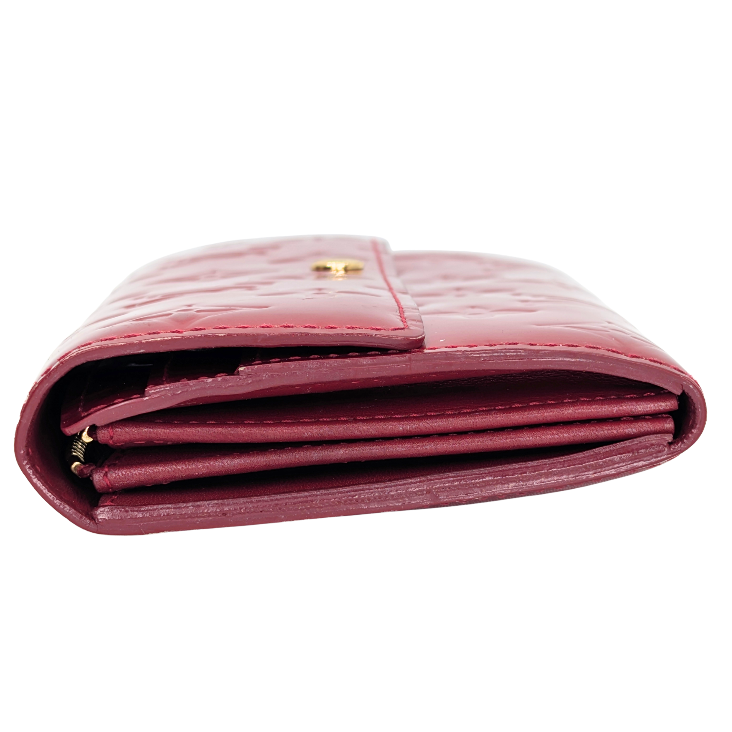 Louis Vuitton Sarah Long Wallet Vernis Leather Patent Red