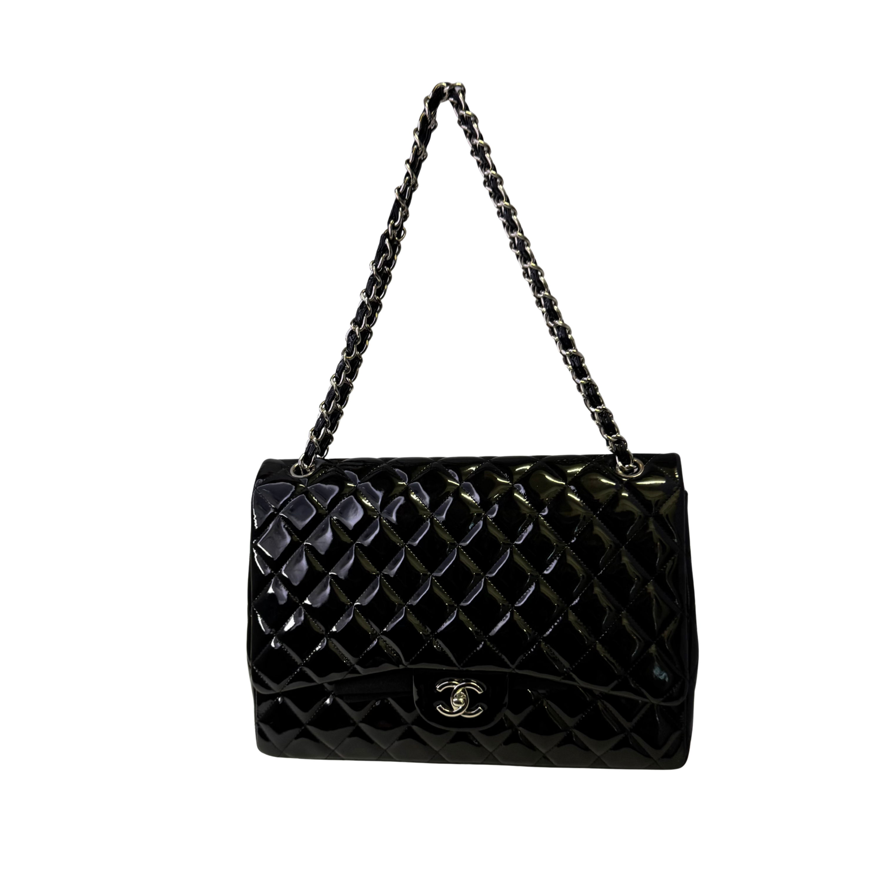 Chanel Maxi Flap Patent Leather Bag Black