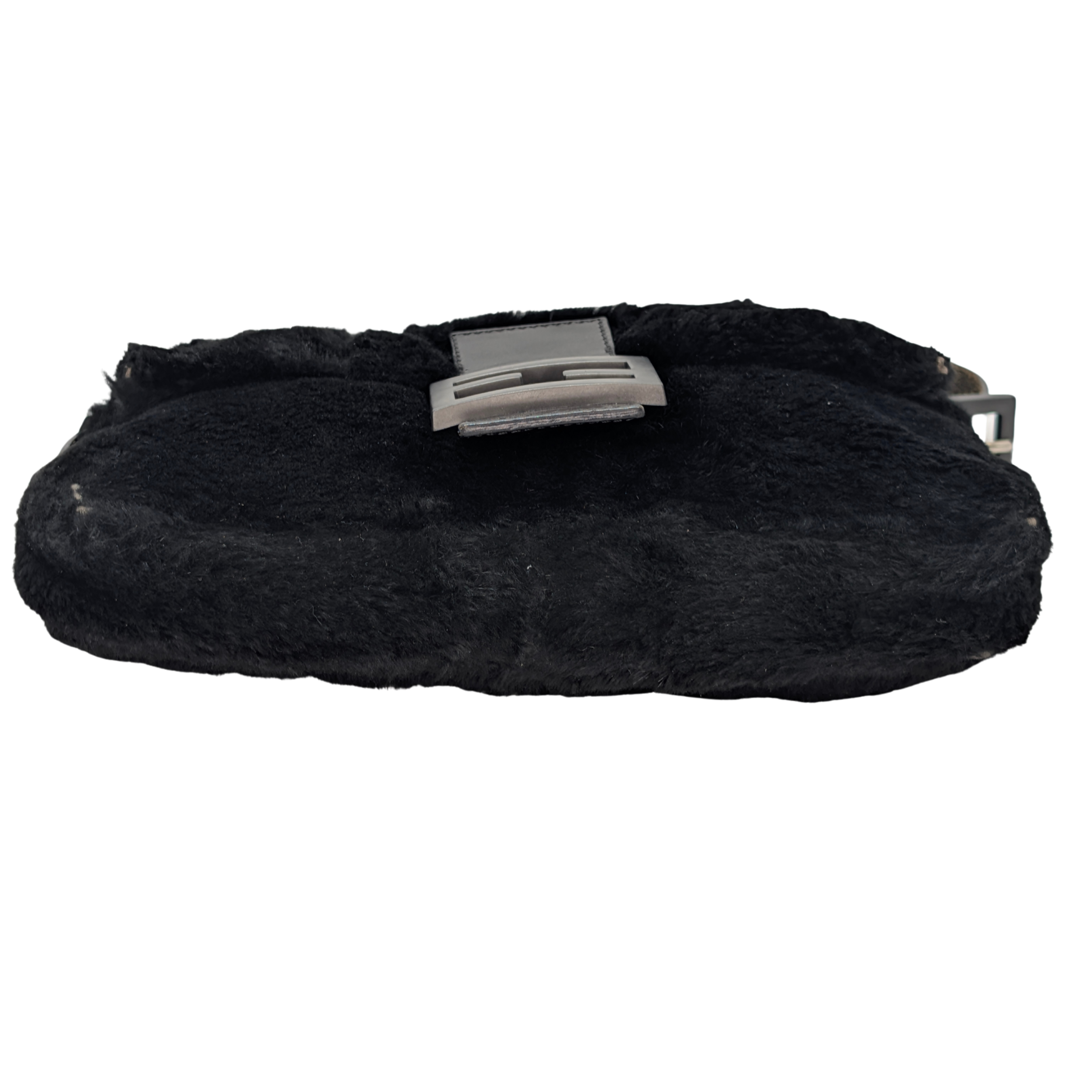 Fendi Rabbit Fur Baguette Handbag Black