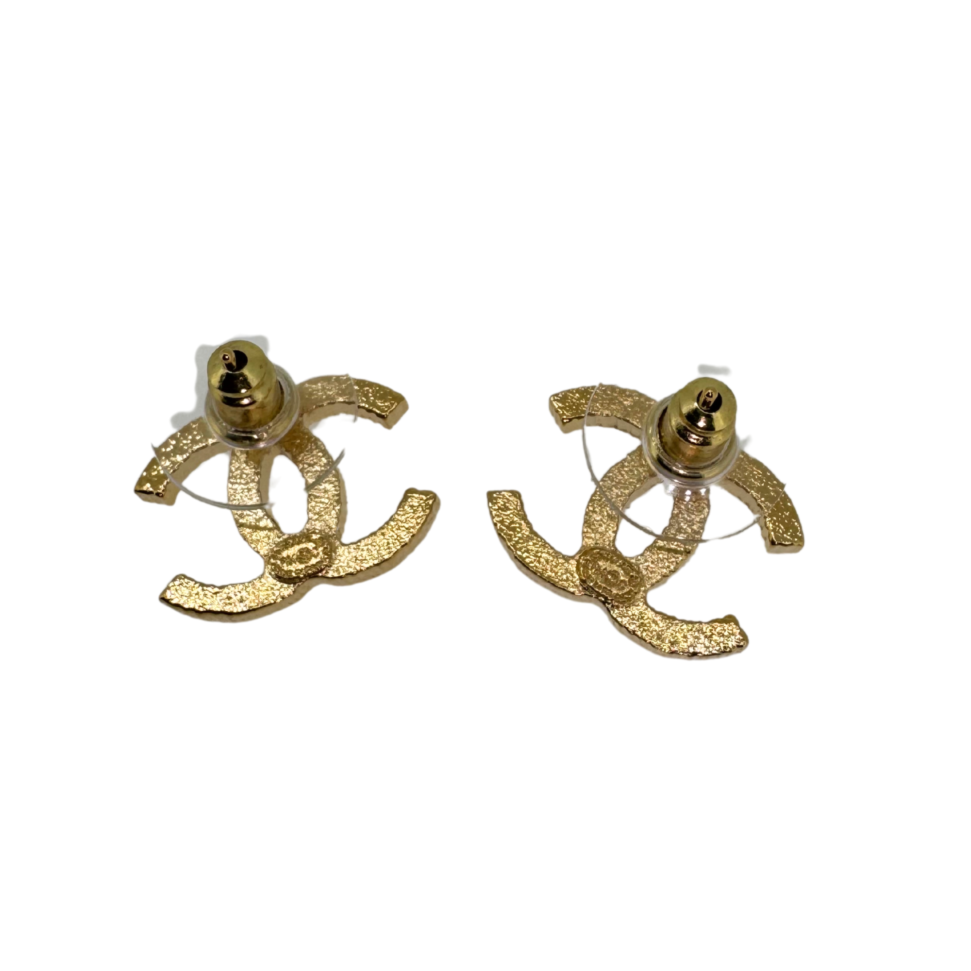 Chanel 18K Gold-Plated CC Logo Stud Earrings