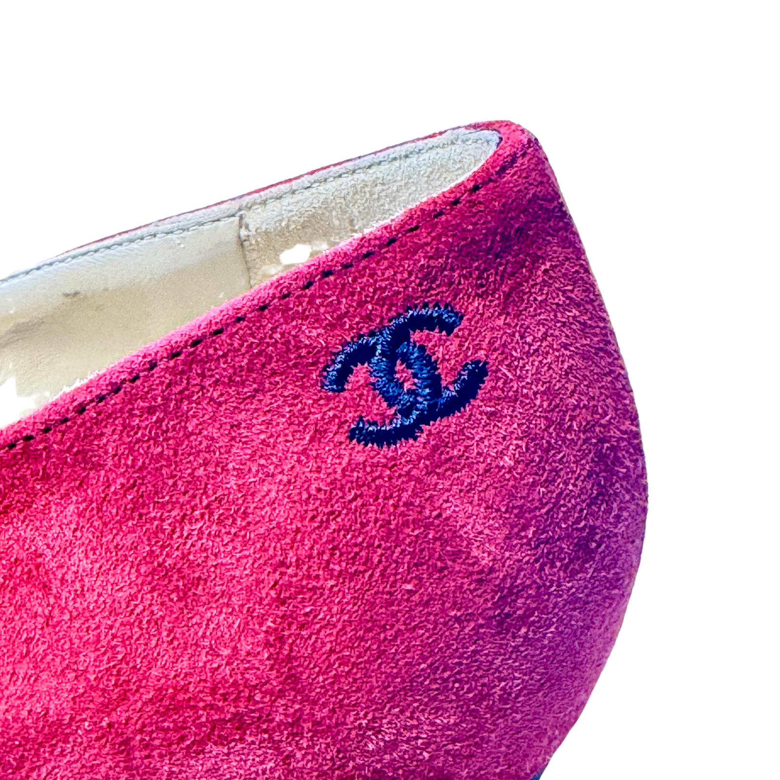 Chanel Suede Satin Cap Toe Gabrielle Ballerina Heels – Size 36.5